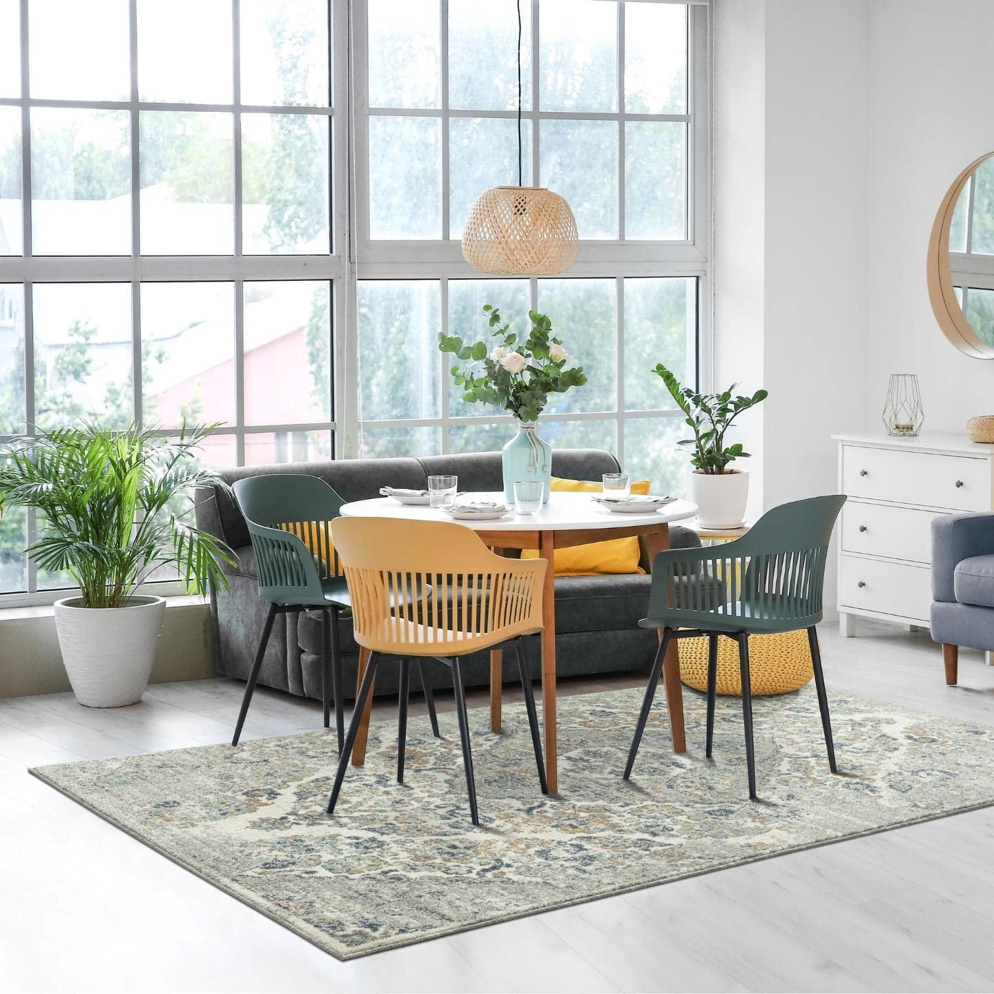 Luxe Weavers Victoria Collection Cream 4x5 Floral Area Rug