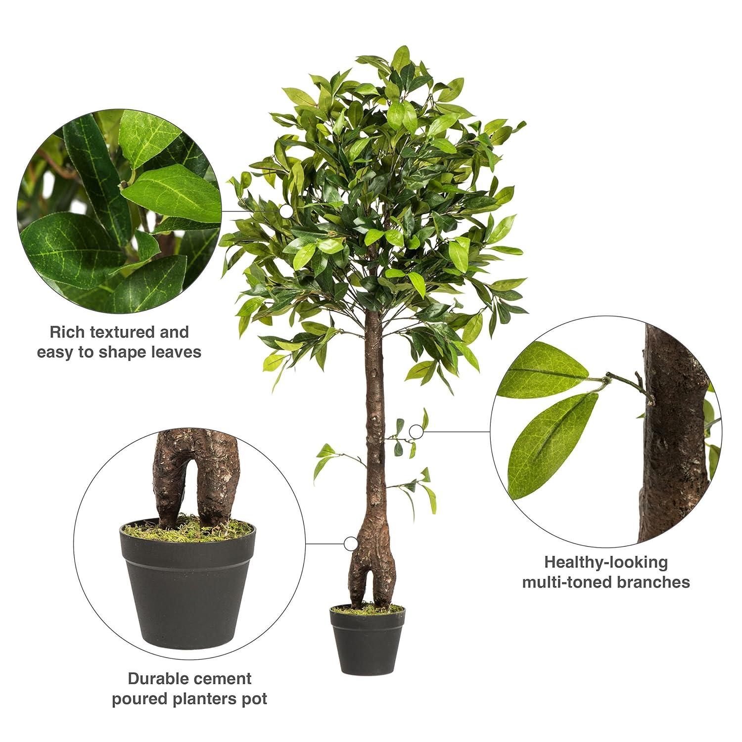 Vickerman Artificial Camellia Tree in Pot 50": Silk Polyester Foliage, Indoor Floor Decor, No Assembly Required