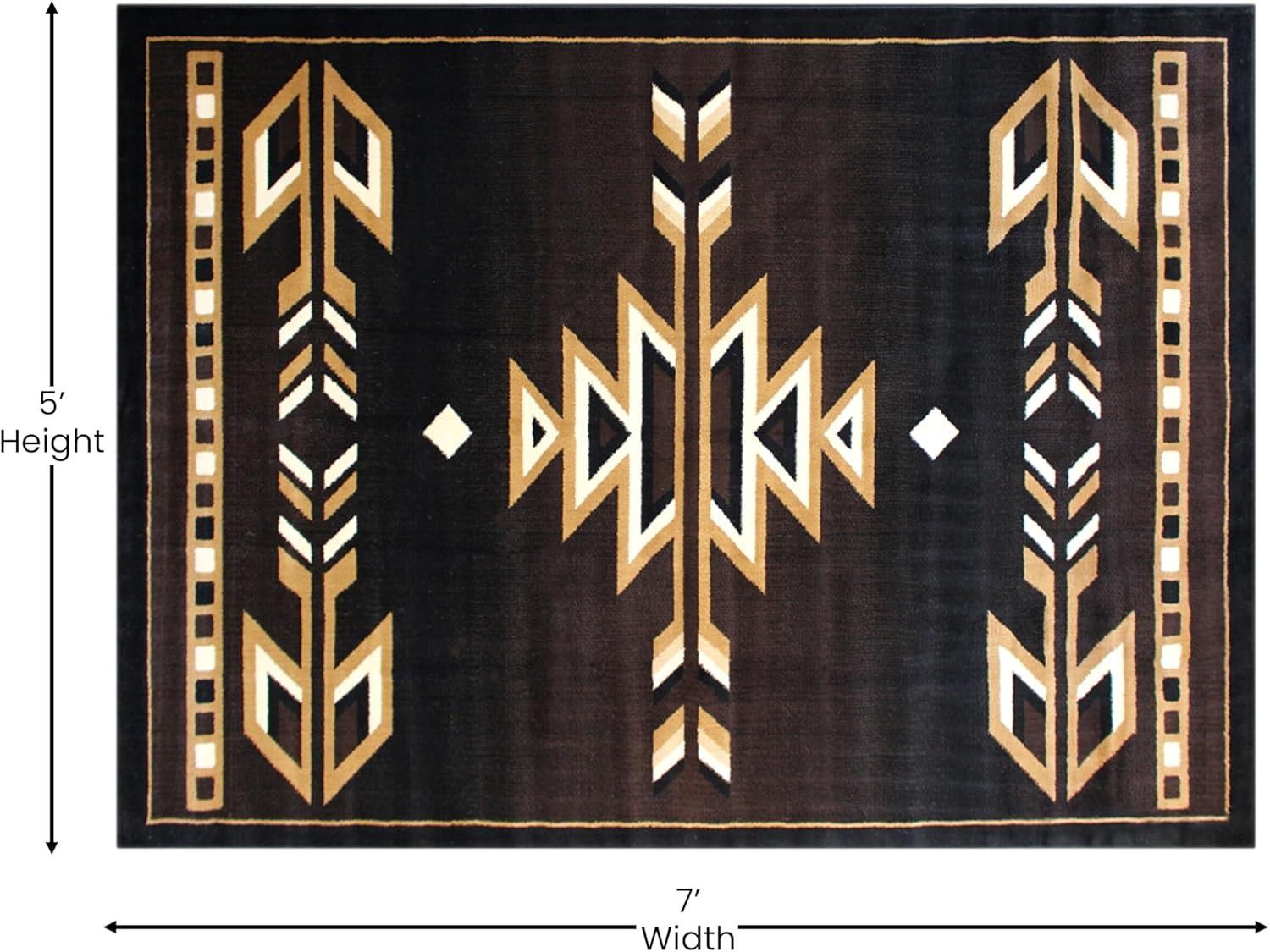 Flash Furniture Amado Rectangular Southwestern Black, Beige, Brown Area Rug, 5' x 7'