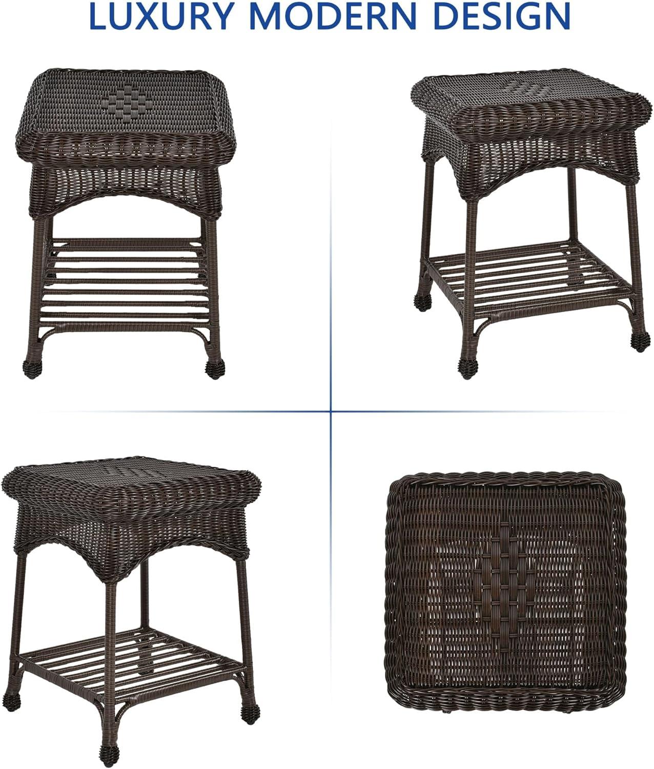 Wicker Lane  Outdoor Espresso Wicker Patio Furniture End Table