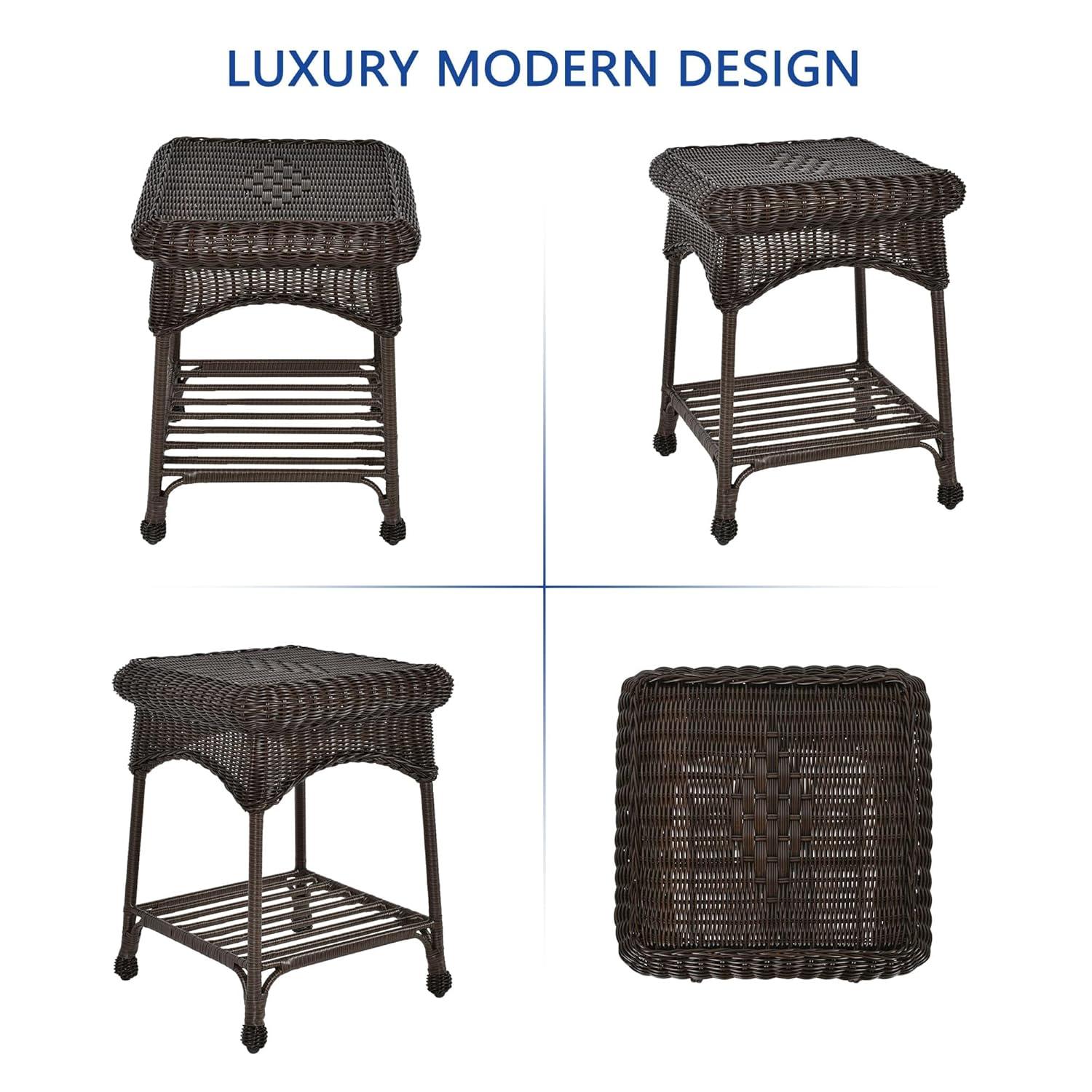 Wicker Lane  Outdoor Espresso Wicker Patio Furniture End Table