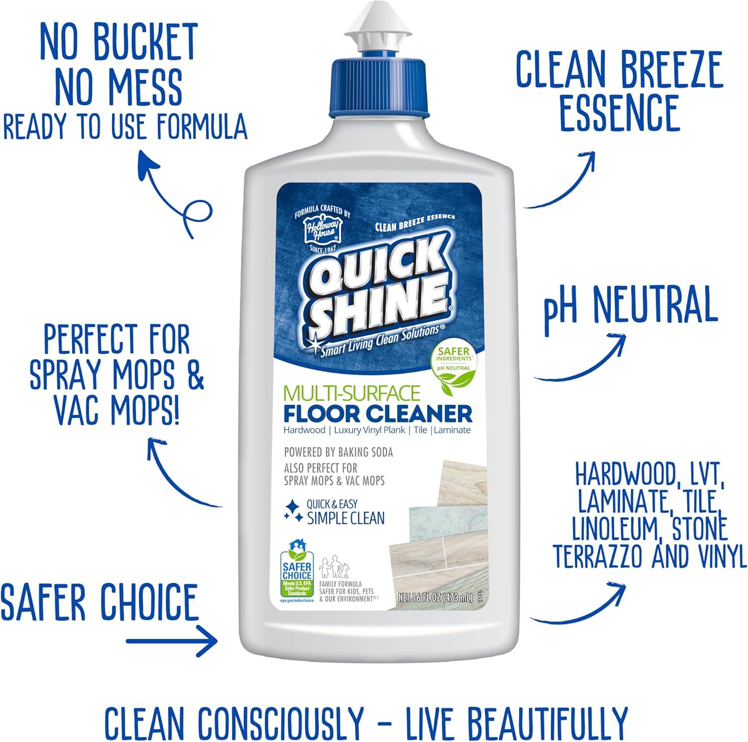 Quick Shine Spray Mop Combo Pack: Includes (1) Multi Surface Spray Mop, (3) Microfiber Pads and (1) 16 oz Multi-Surface Cleaner