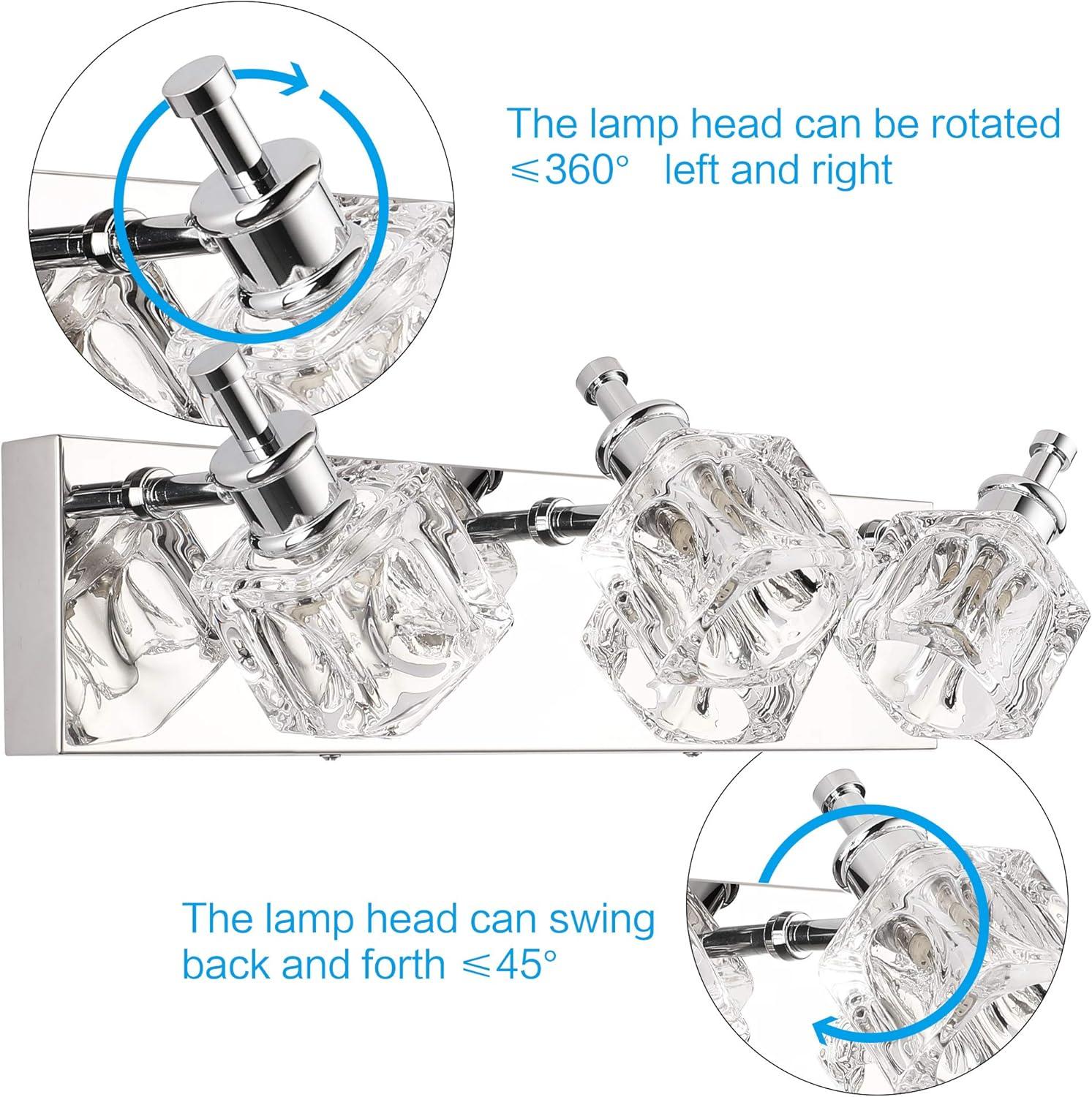 PRESDE Black Crystal Bathroom Lights Fixtures Over Mirror Modern 3 Light Vanity Lighting Bathroom Wall Light Fixtures(Exclude Bulb)