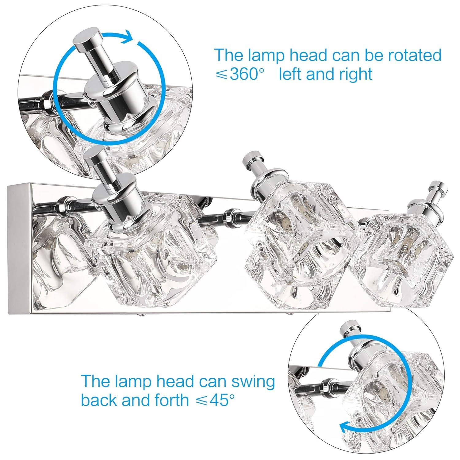 PRESDE Black Crystal Bathroom Lights Fixtures Over Mirror Modern 3 Light Vanity Lighting Bathroom Wall Light Fixtures(Exclude Bulb)