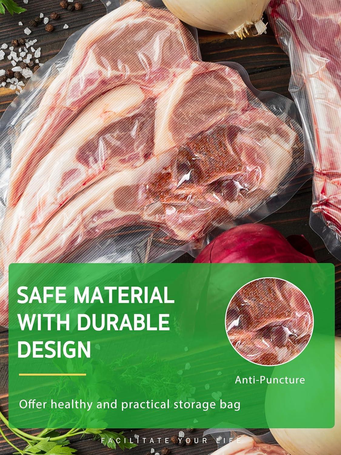 Syntus Vacuum Sealer Bags, 2 Rolls 8" x 50' Commercial Grade Bag Rolls, BPA Free Food Vac Bags for Storage, Meal Prep or Sous Vide