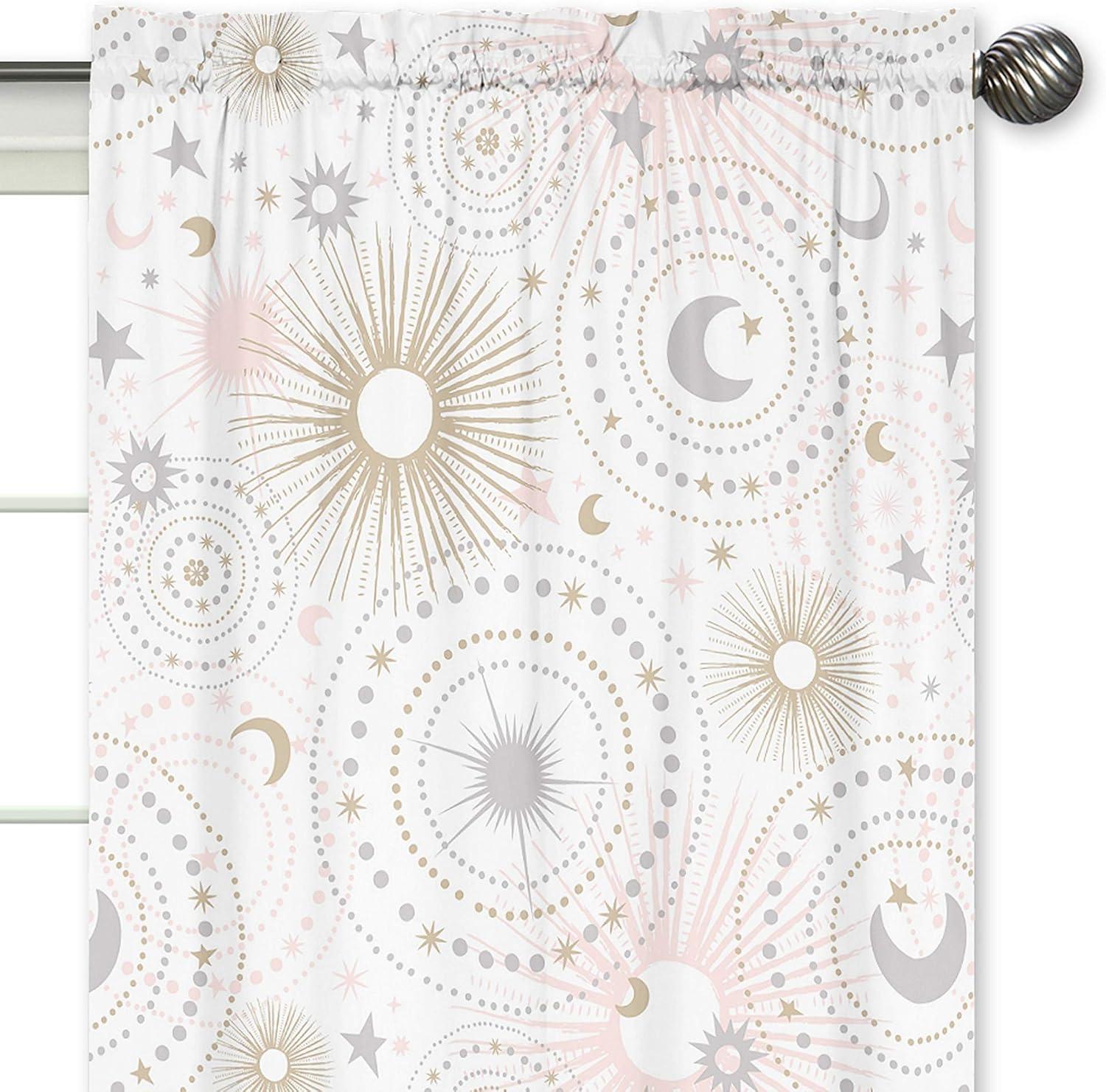 Sweet Jojo Designs Celestial Geometric Semi-Sheer Rod Pocket Curtains/Drapes (Set of 2)