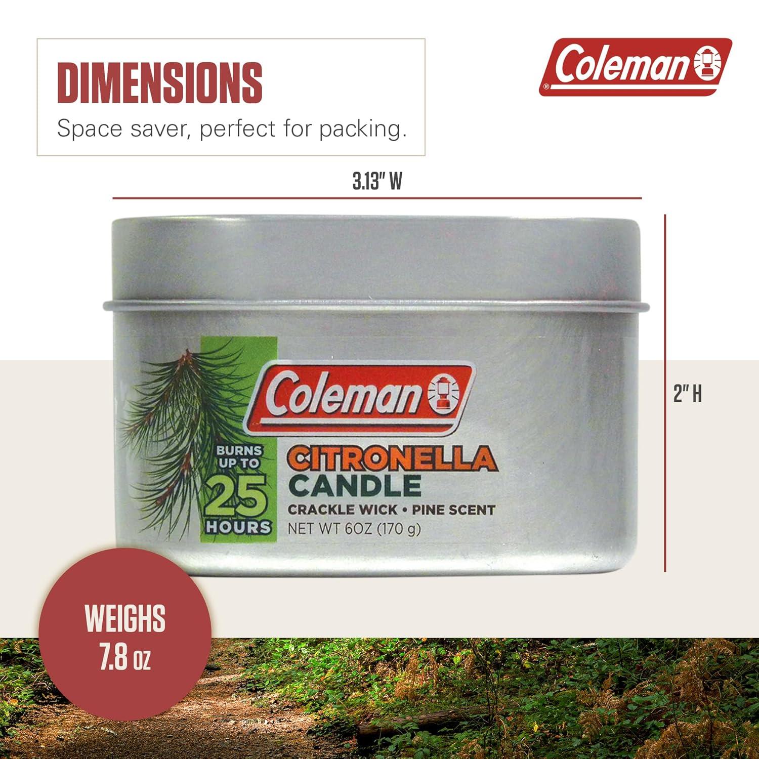 Coleman Repellents Pine Citronella Candle, 6 oz., Silver