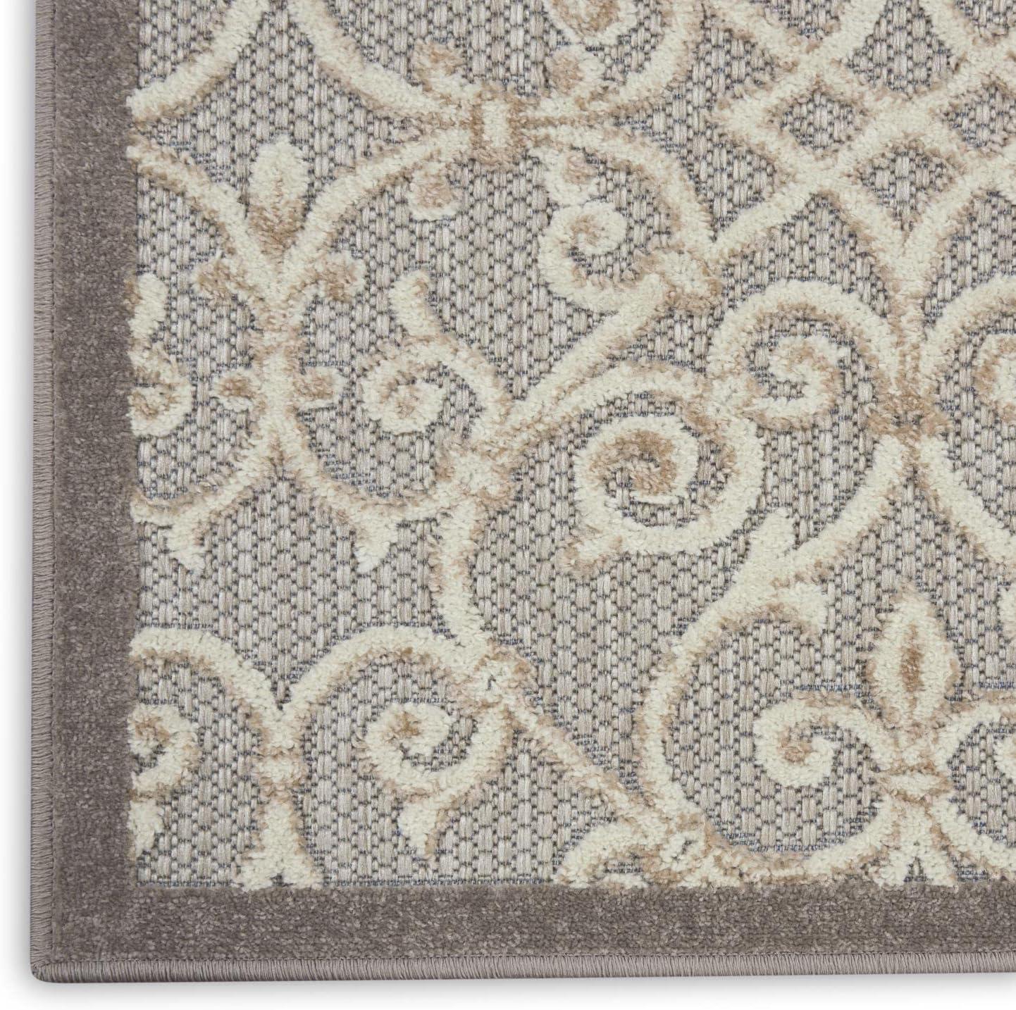 Nourison Aloha Contemporary Scroll Flatweave High-Low Indoor Outdoor Area Rug Natural 5'3" x 7'5"