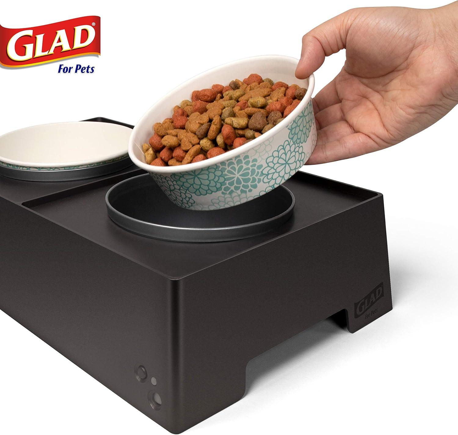 Glad for Pets Smart Cycle Adjustable Feeding Station System | Elevated Dog Bowl Inserts With 3 Height Options for Dogs | Includes 4 Disposable Dog Bowls