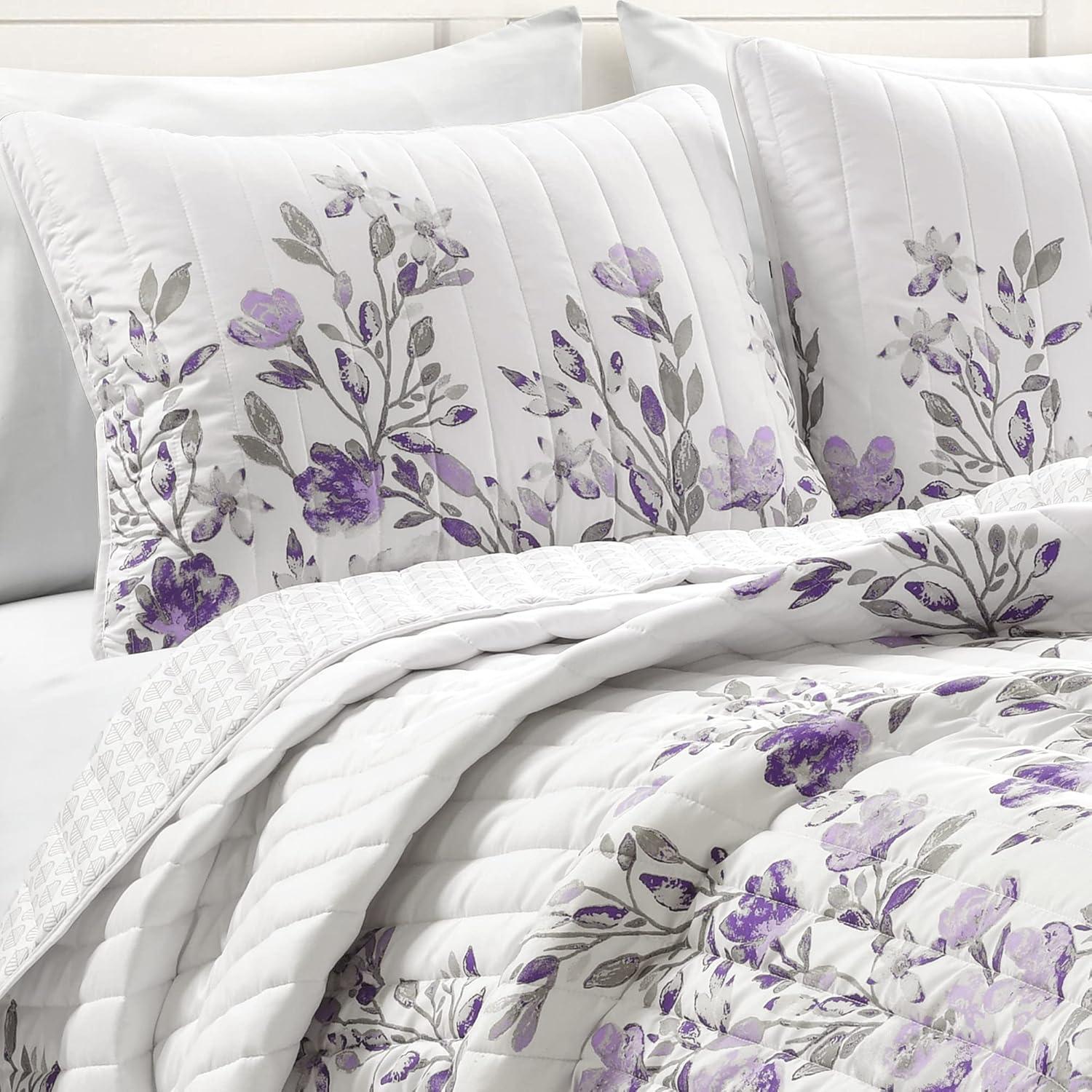 Home Boutique Tanisha Quilt Gray/Purple 5Pc Set King