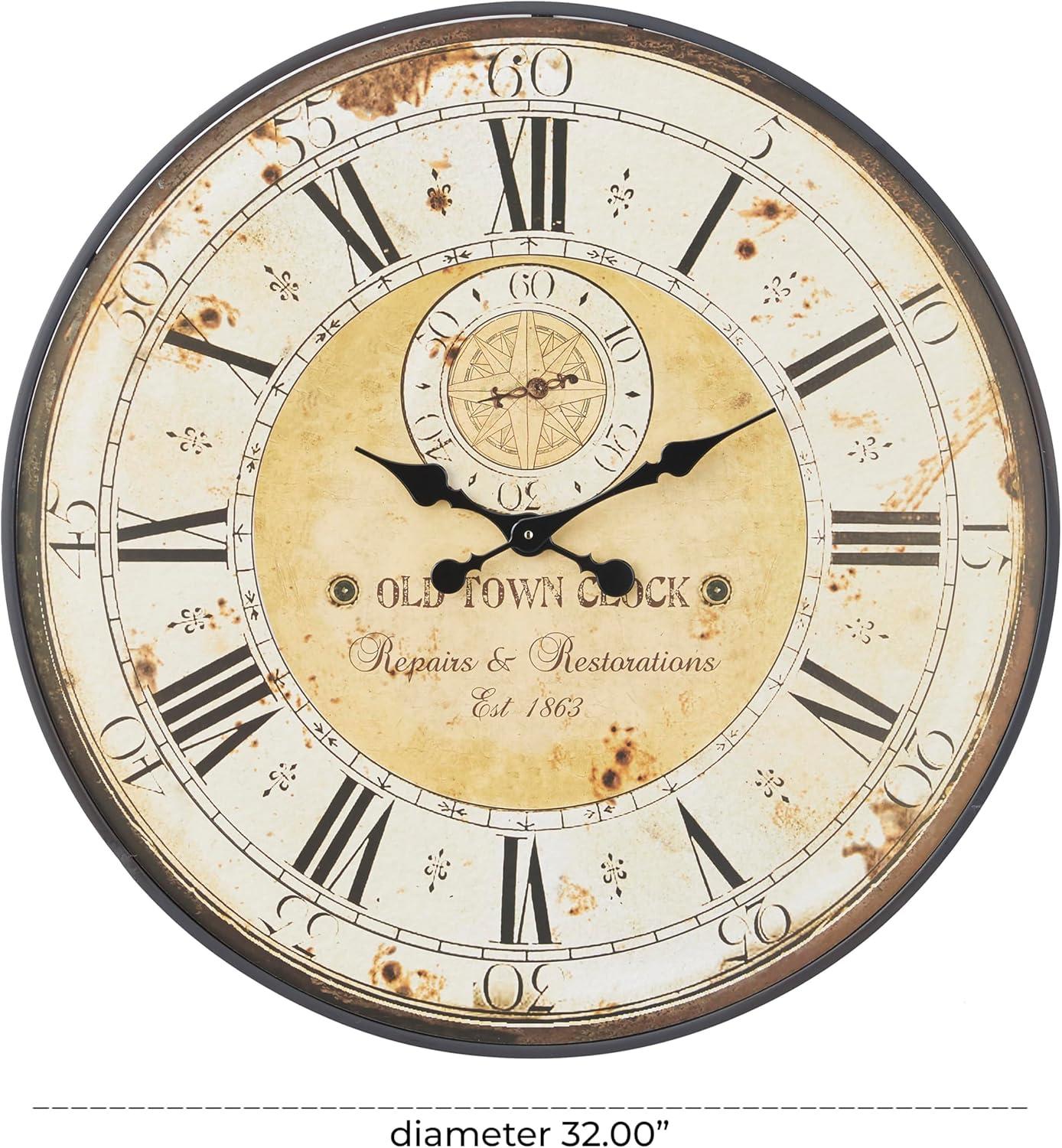 Vintage Wood Wall Clock with Typography Brown - Olivia & May