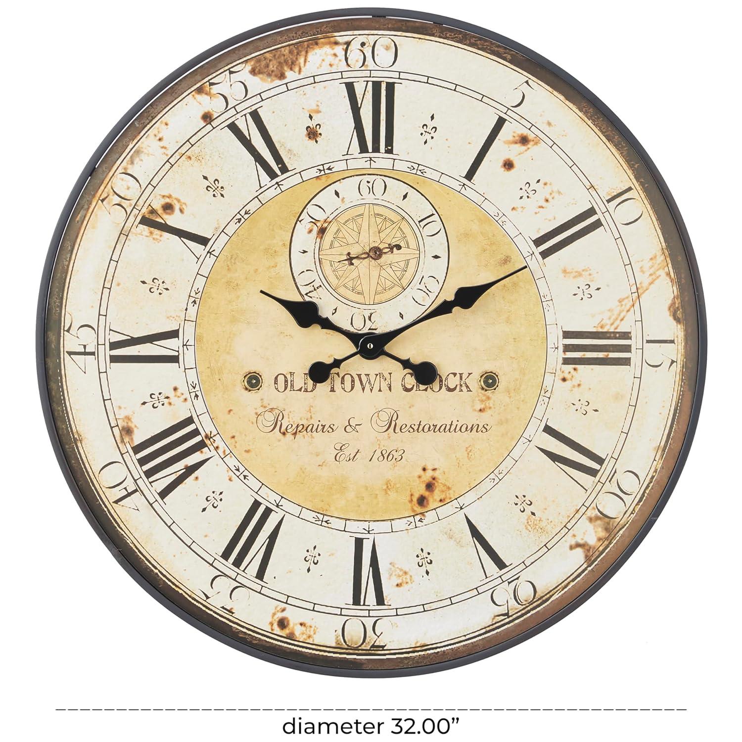 Vintage Wood Wall Clock with Typography Brown - Olivia & May