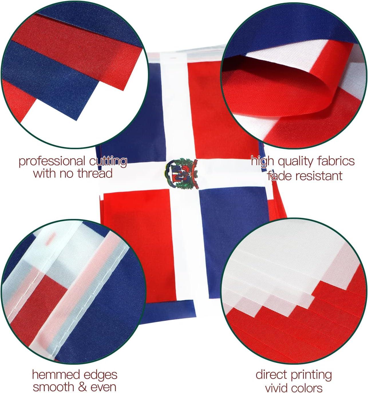Anley Dominican Republic String Flag Pennant Flags, Patriotic Events 27th of February Independence Day Decoration Sports Bars - 33 Feet 38 Flags