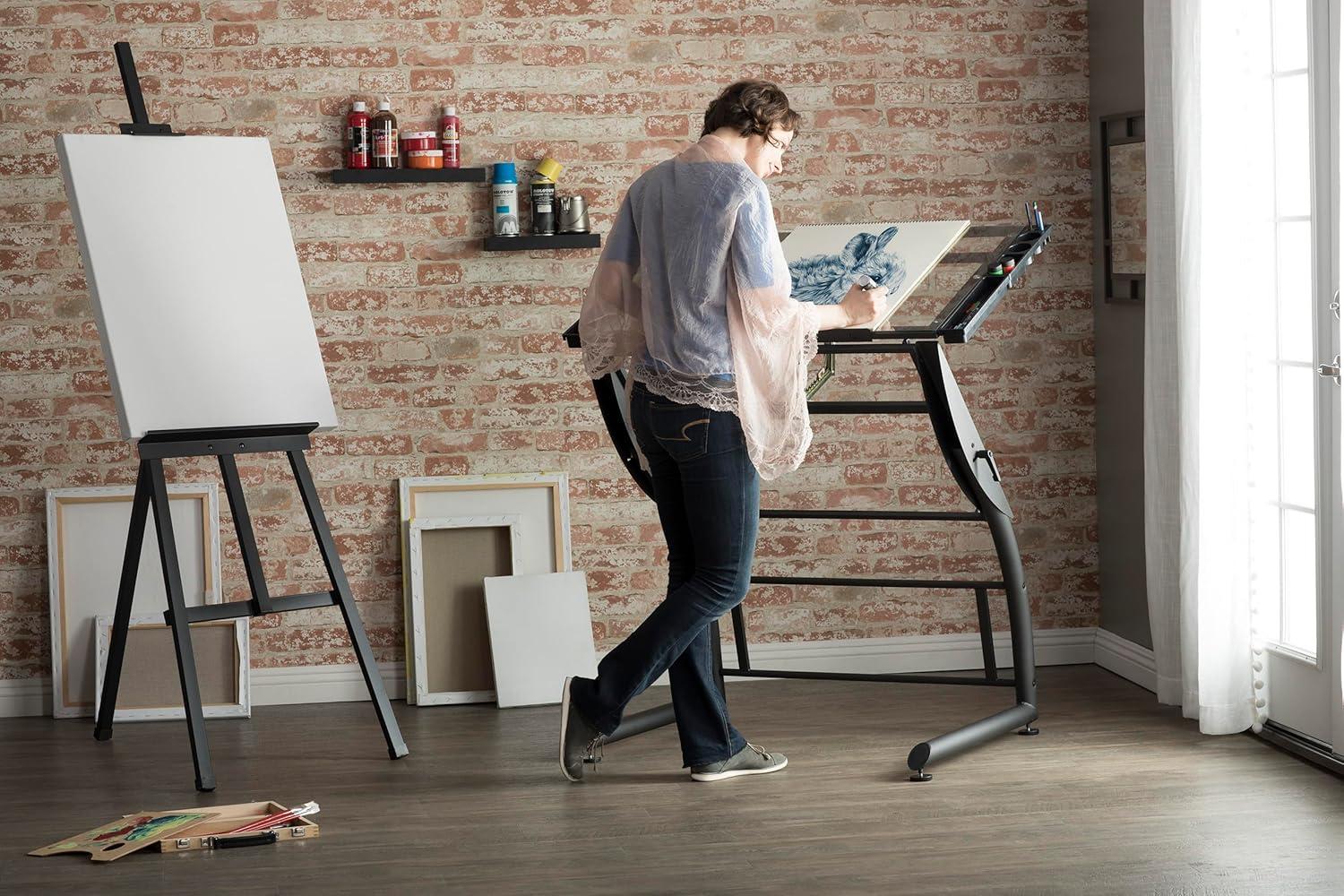 Inbox Zero Cournoyer Glass Drafting Table