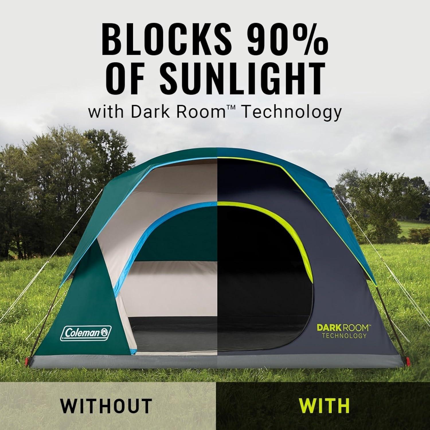 Open Box Coleman Skydome 6 Person Tent with Dark Room Technology, Multicolor