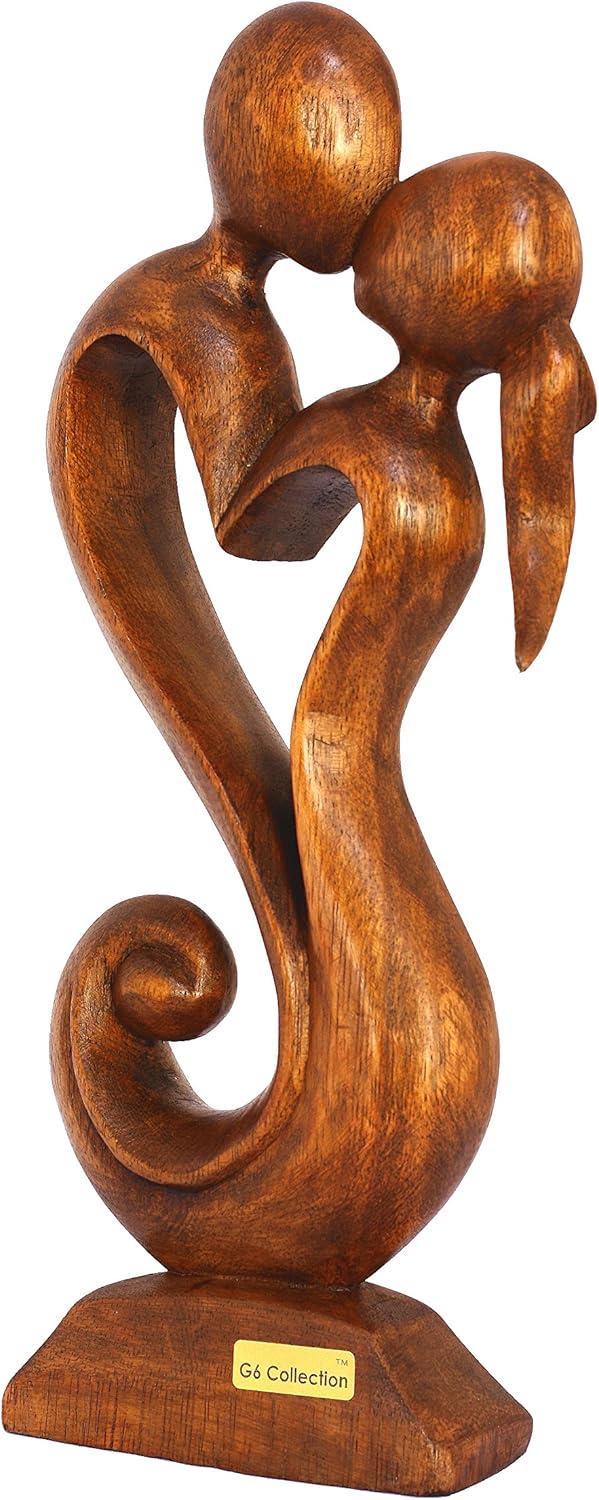 G6 Collection 12" Hand Carved Wooden Eternal Love Sculpture – Unique-Romantic Home Decor & Gift