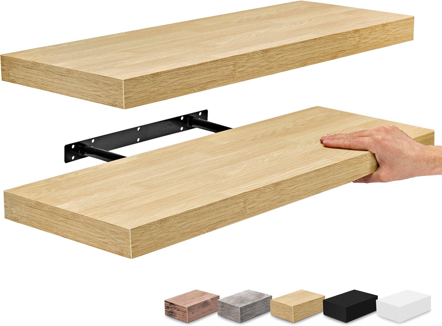 2 Pack (24"x9") Sorbus Floating Wall Shelves for Bedroom, Decor, Kitchen, Living Room - for Trophies, Frames, Bookshelf