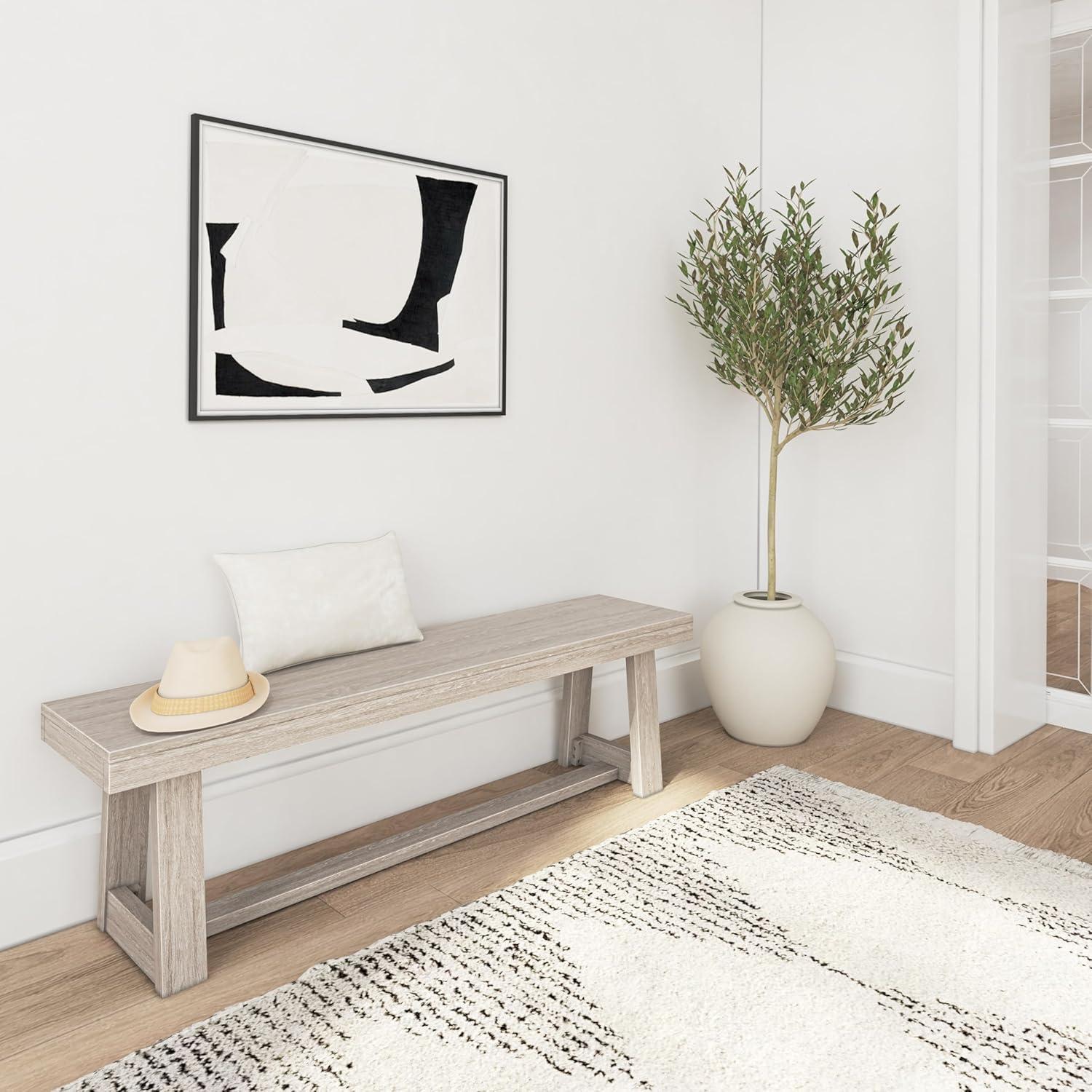 Plank+Beam  60" Classic Solid Wood Dining Bench, Bench for Dining Table