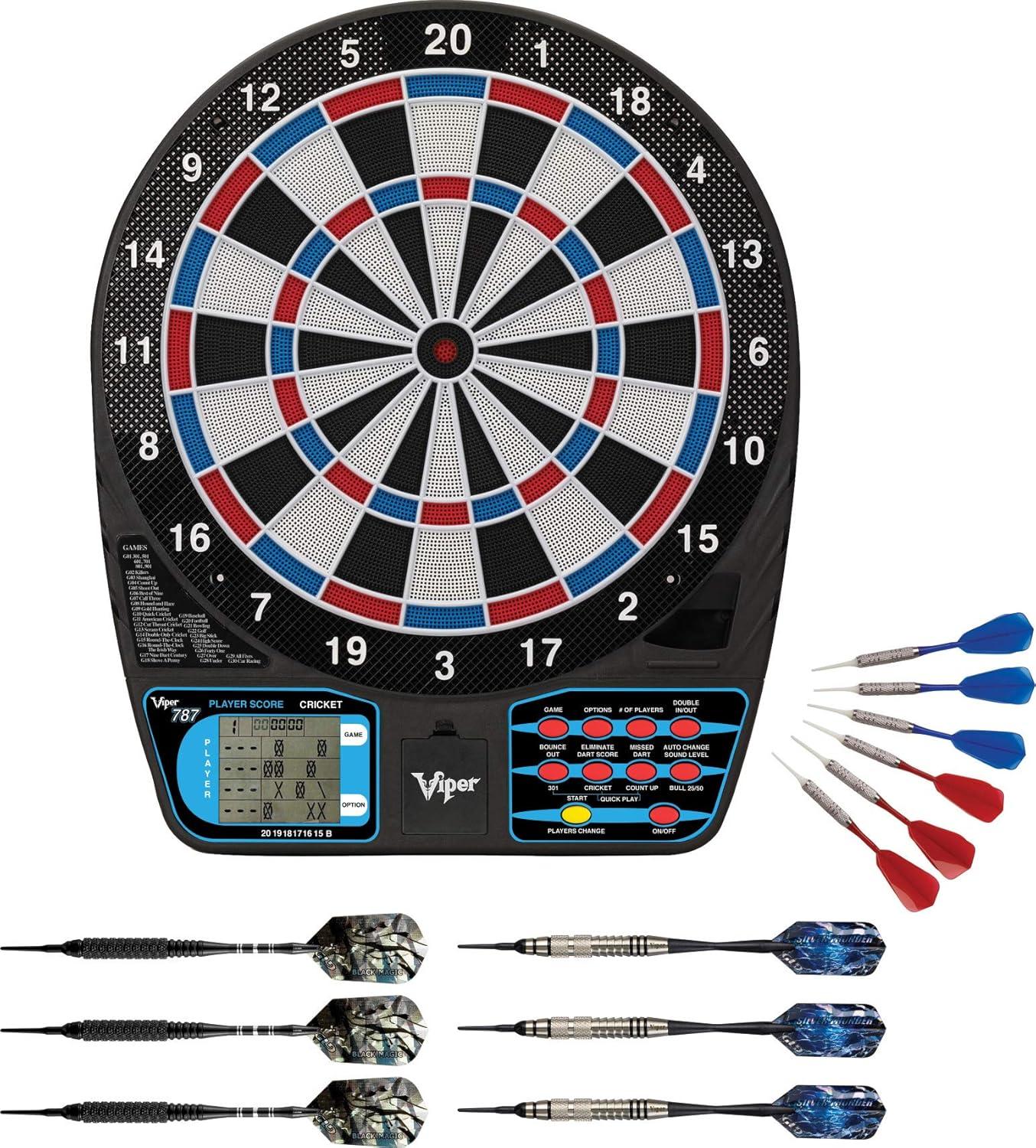 Viper Viper 787 Electronic Dartboard, Black Magic 18G & Silver Thunder 18G Soft Tip Darts