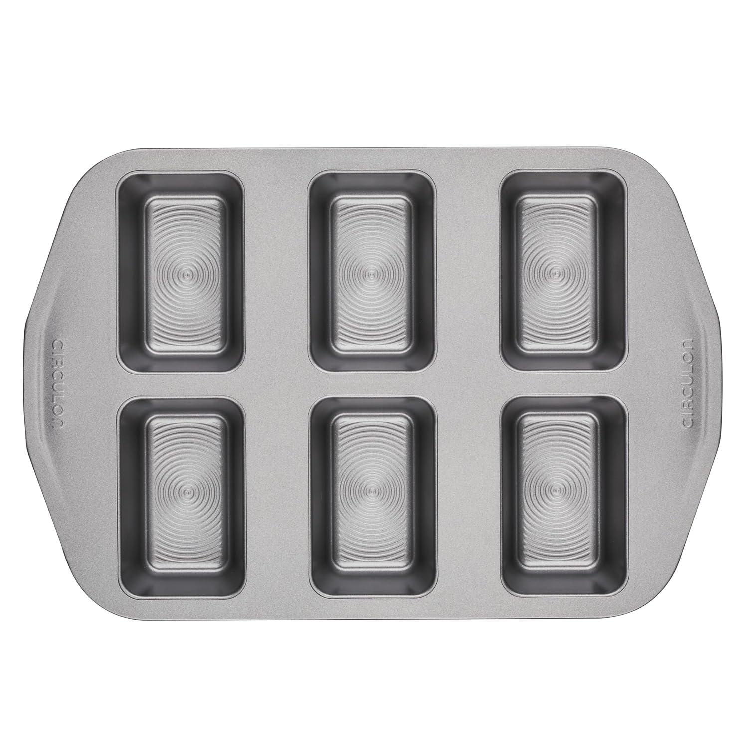 Circulon Circulon Nonstick Bakeware Mini Loaf Pan, 6-Cup, Gray