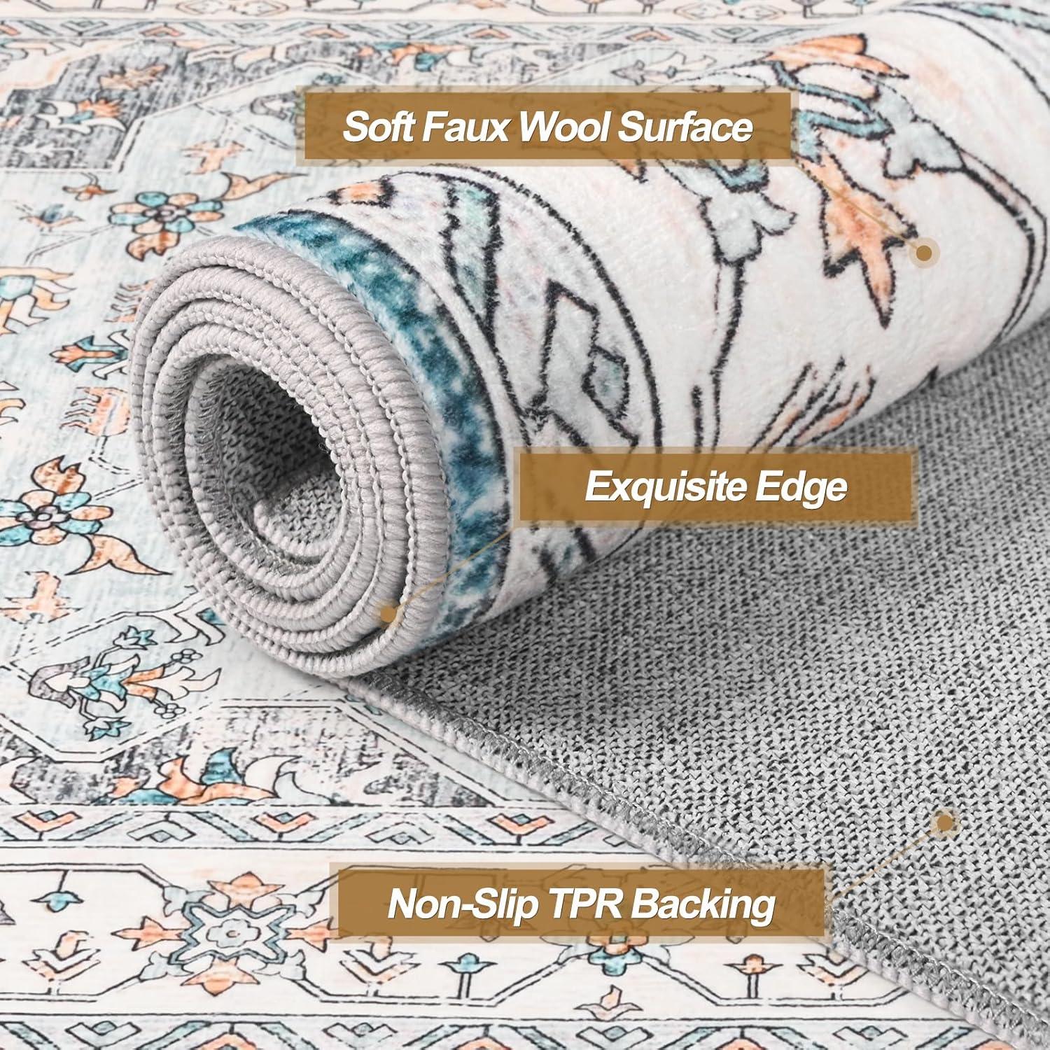 Nuloom Zara Medallion 4x6 Indoor Area Rug for Living Room Bedroom Dining Room Kitchen, Rust/Blue