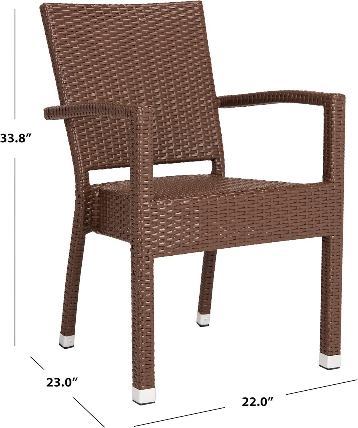 Kelda Stackable Arm Chair Indoor/Outdoor (Set Of 2) - PAT4004 - Brown - Safavieh