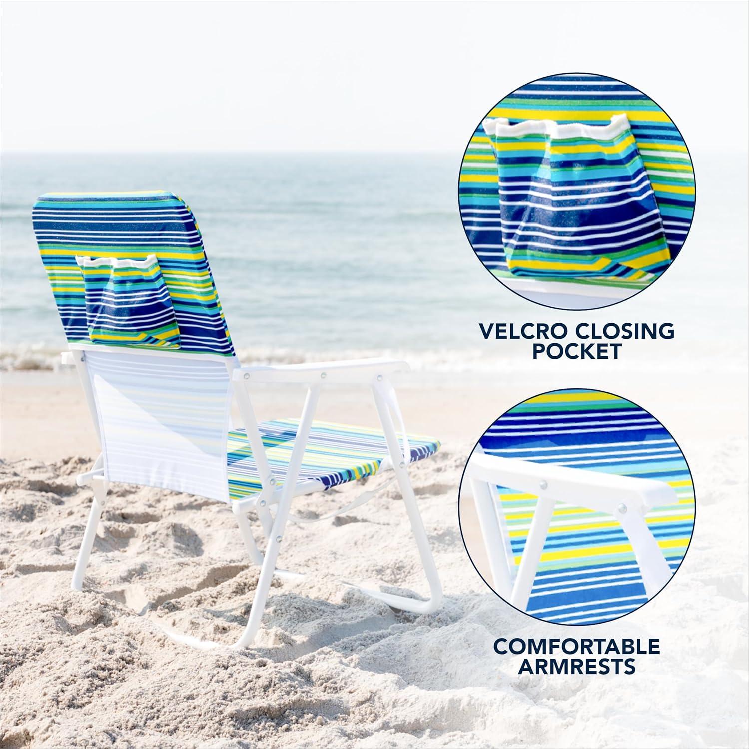 Caribbean Joe Burlap Folding Beach Chair