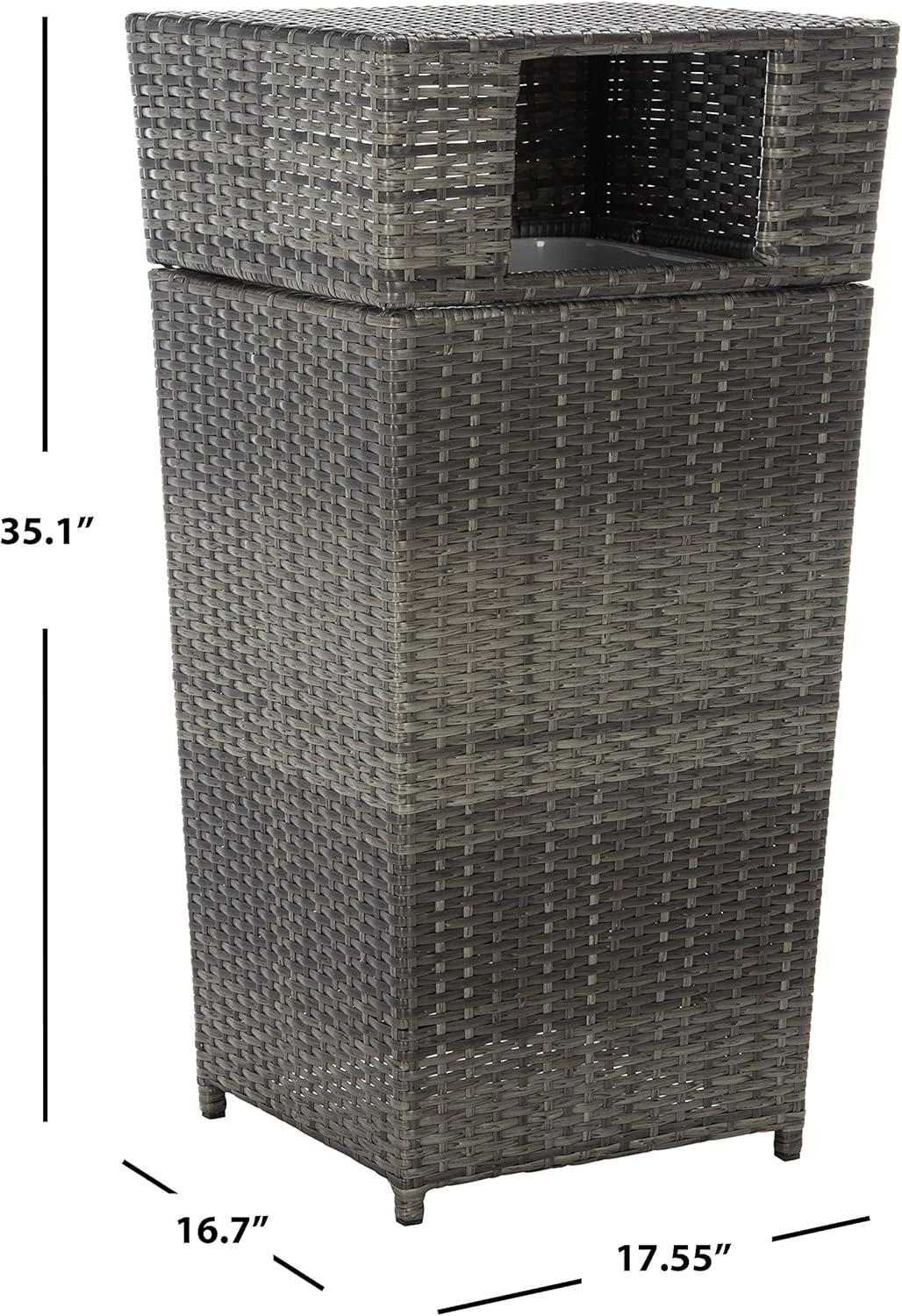 Mazeli Outdoor Trash Can - Grey Brown - Safavieh