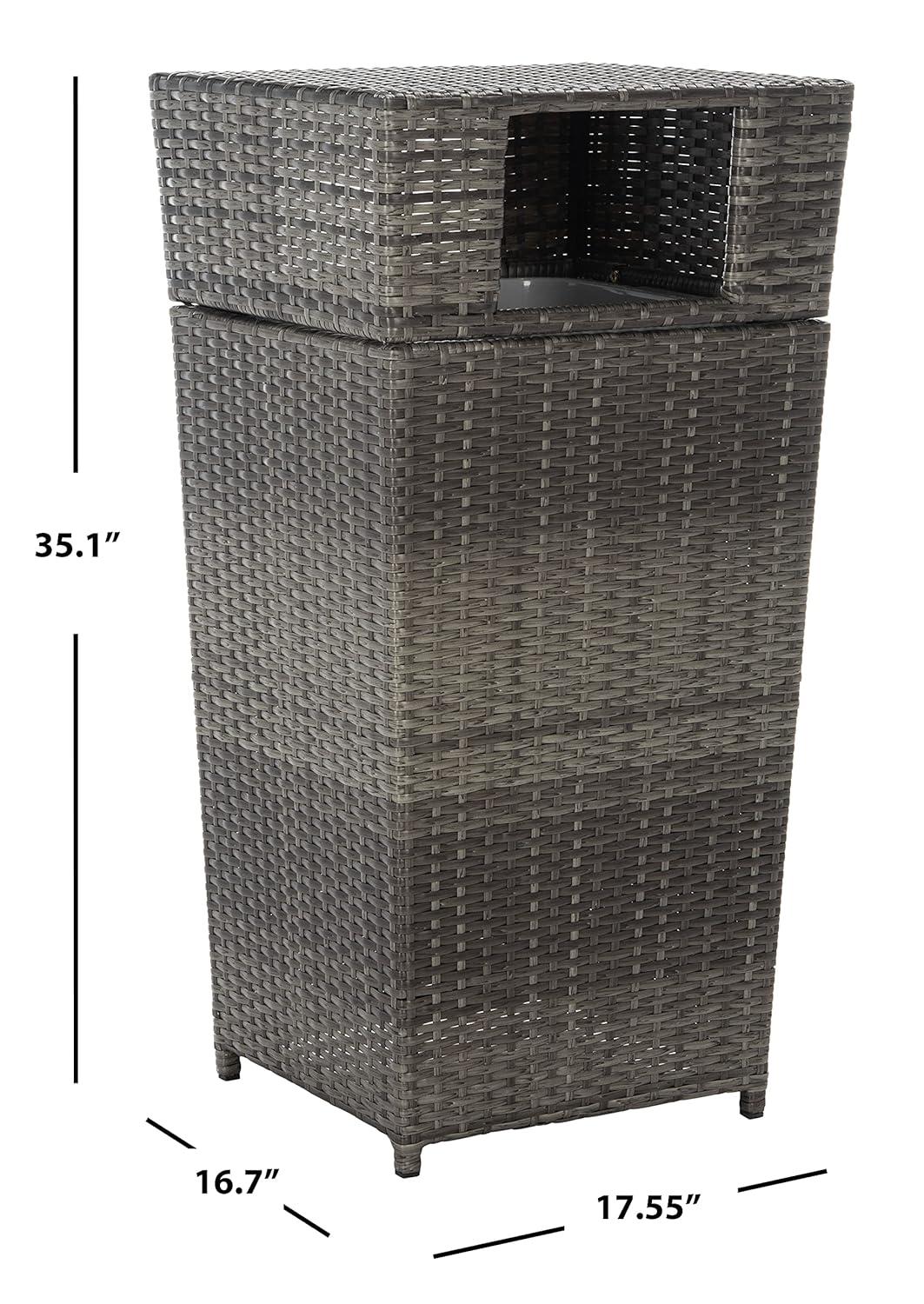 Mazeli Outdoor Trash Can - Grey Brown - Safavieh