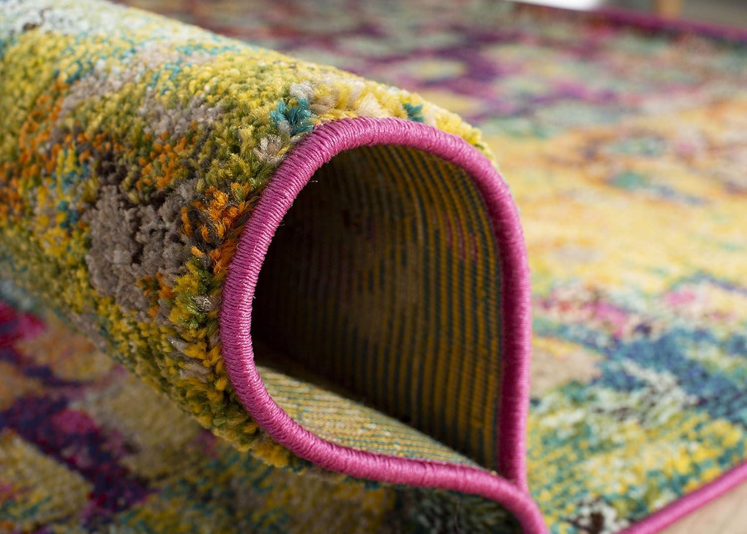 Monaco MNC225 Power Loomed Indoor Runner Rug - Pink/Multi - 2'2"x6' - Safavieh