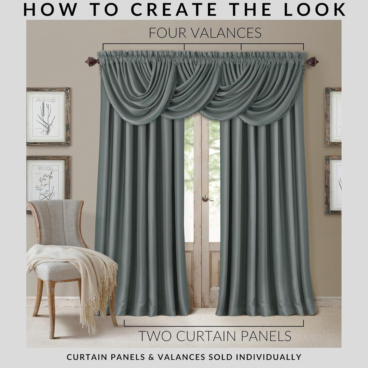 PALEYI 52" x 36" All Seasons Waterfall Window Valance