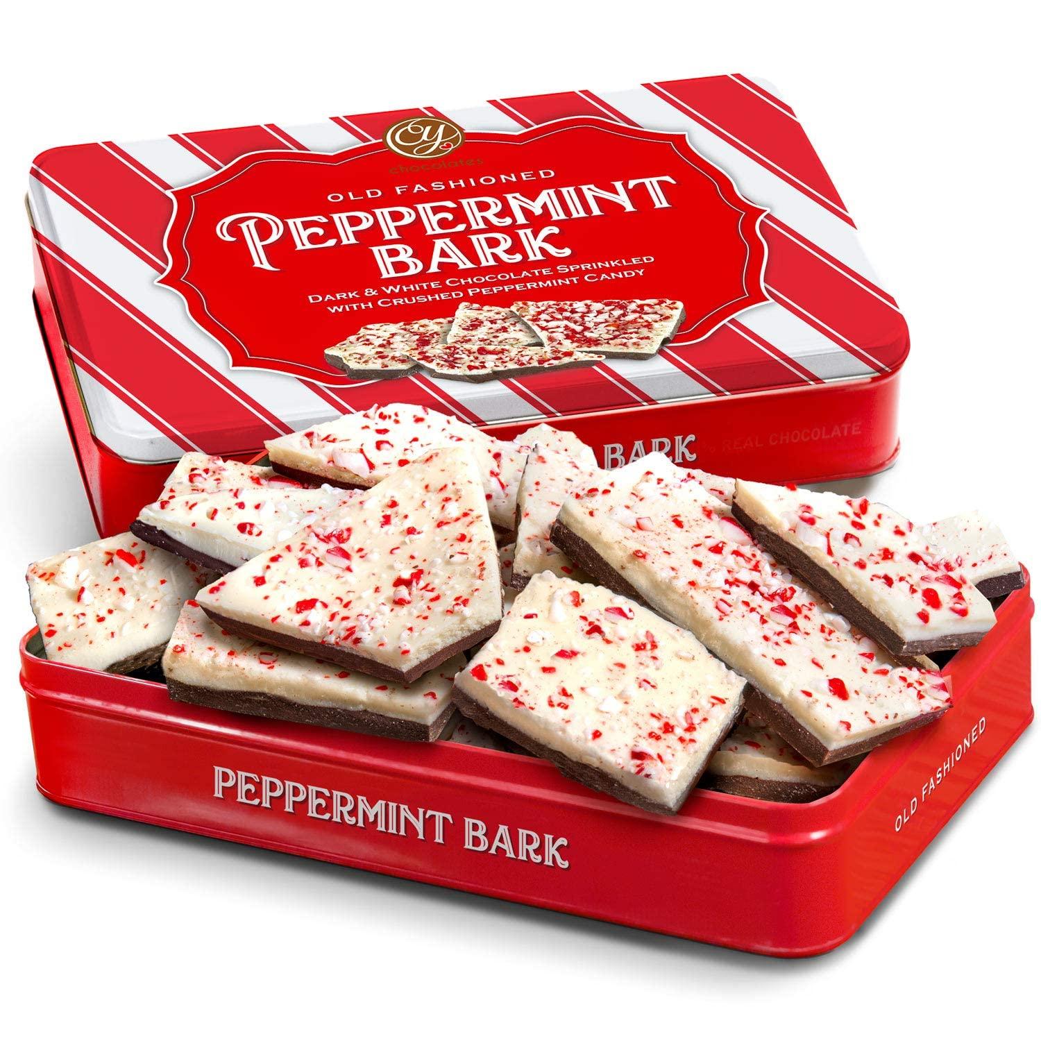 Handmade Traditional Dark and White Chocolate Peppermint Bark Gift Tin