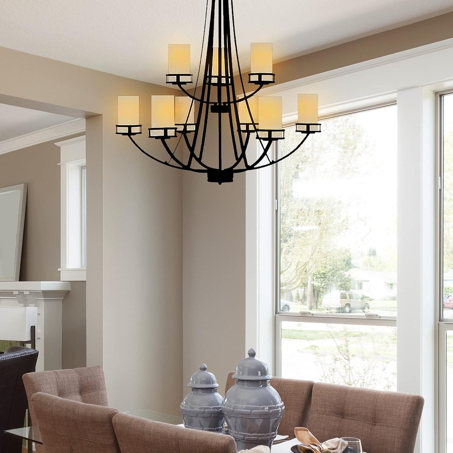 Robie Midnight Black 9-Light Etched Glass Chandelier