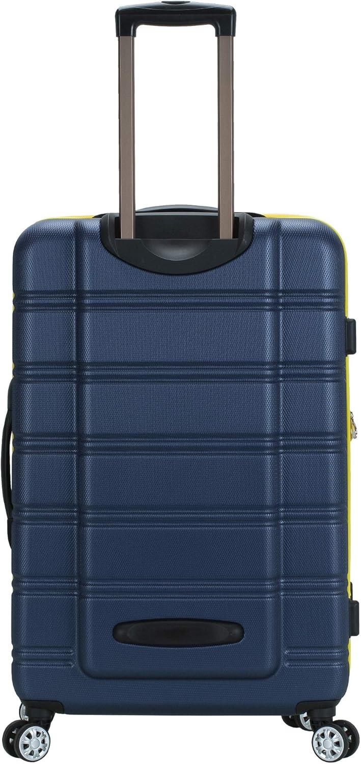 Rockland Melbourne Hardside Expandable Luggage with Spinner Wheels Navy Checked Large 28"