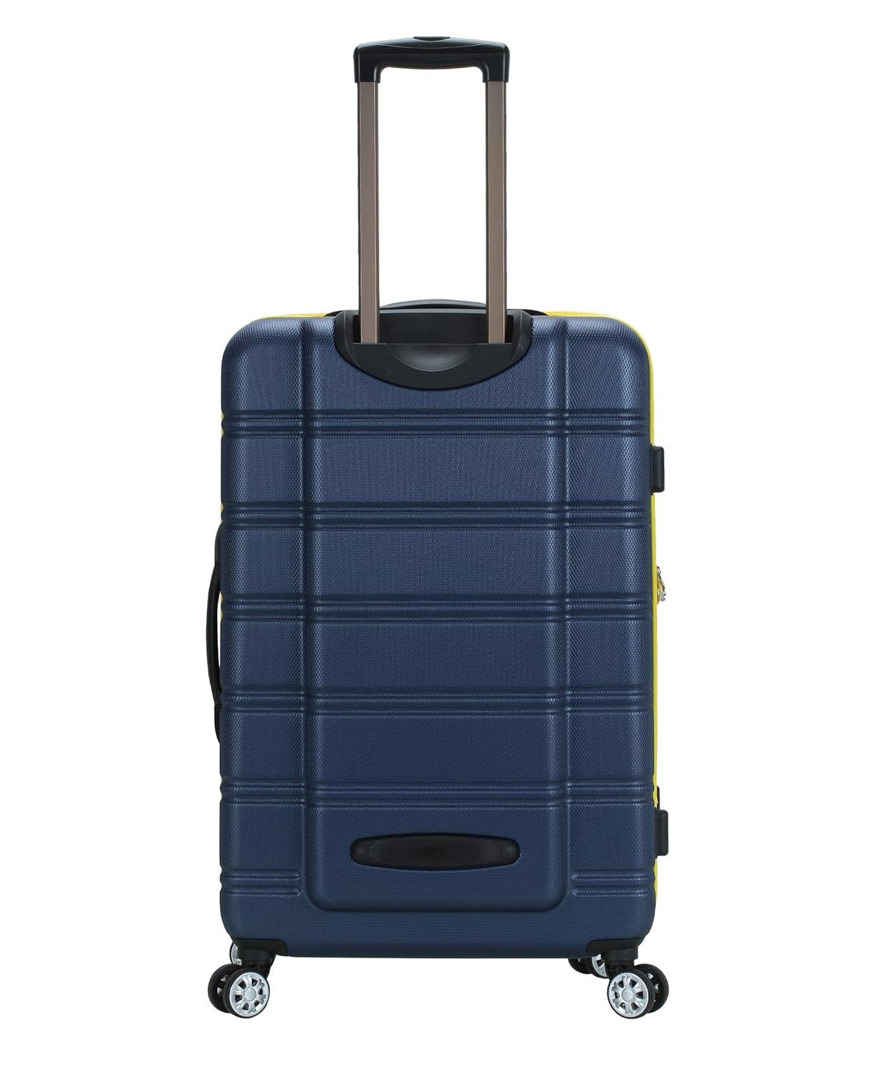 Rockland Melbourne Hardside Expandable Luggage with Spinner Wheels Navy Checked Large 28"