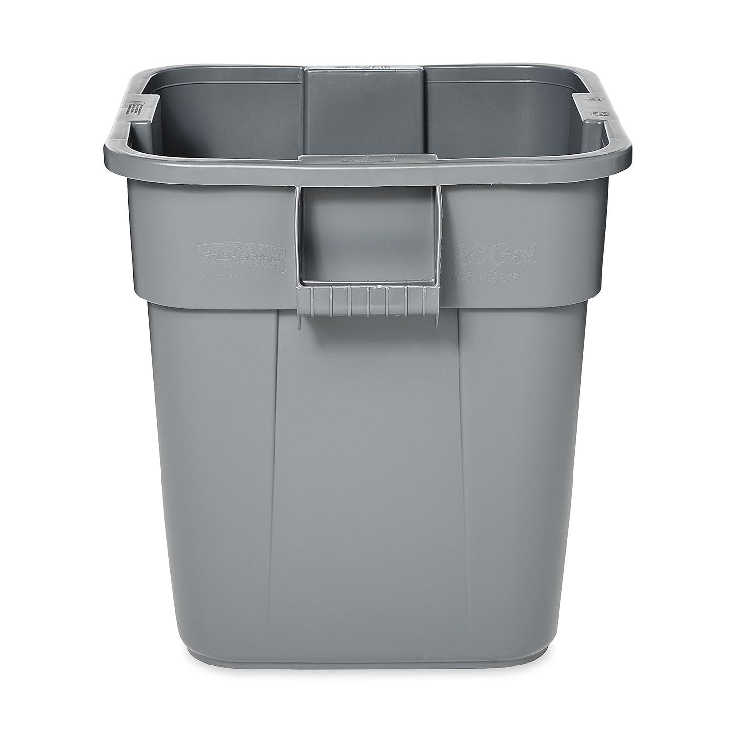 BRUTE Square Bin Storage Container without Lid, 28-Gallon, Gray (FG352600GRAY)