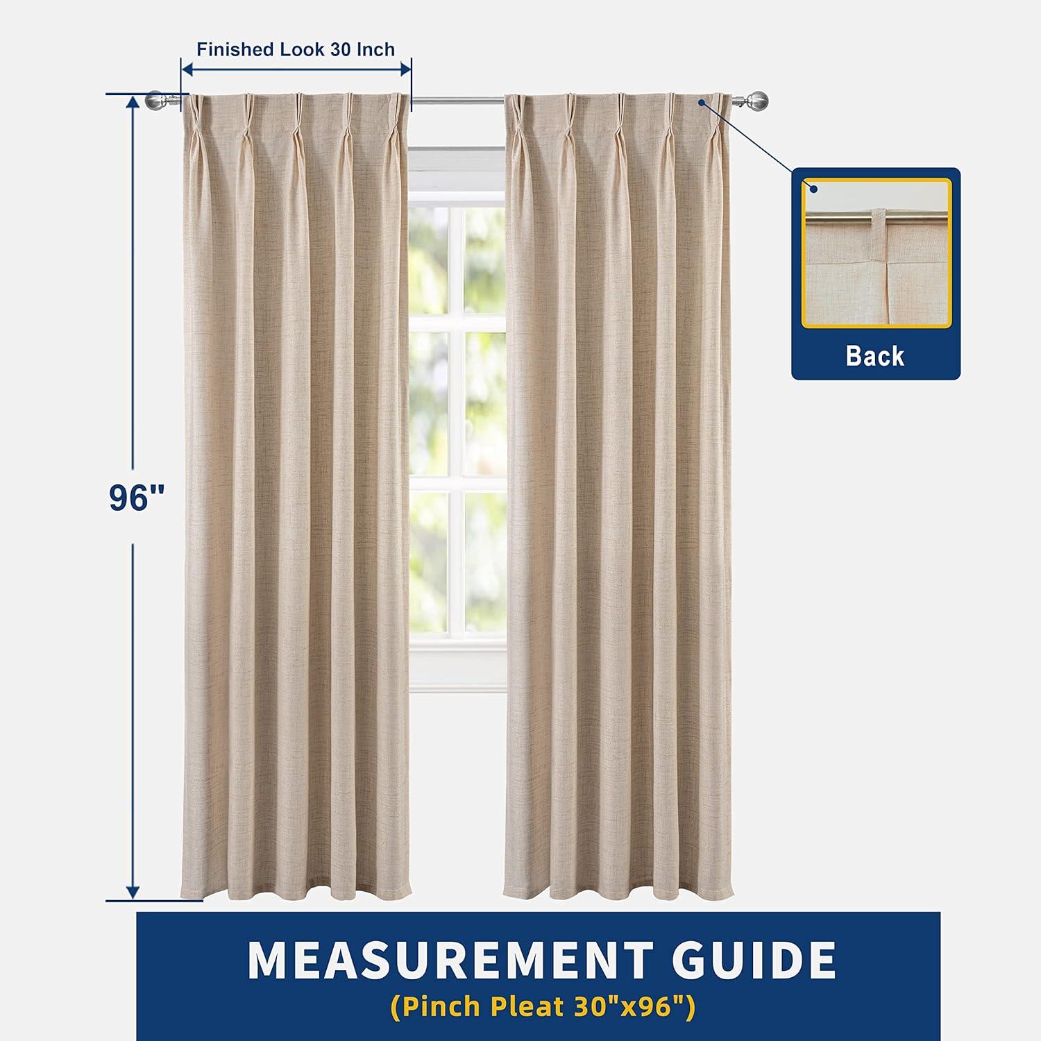 DriftAway Pinch Pleat Linen Textured Semi Sheer Solid Farmhouse and Modern Rustic Linen Curtains for Living Room Bedroom 2 Panels Back Tabs 50 Inch by 108 Inch Beige