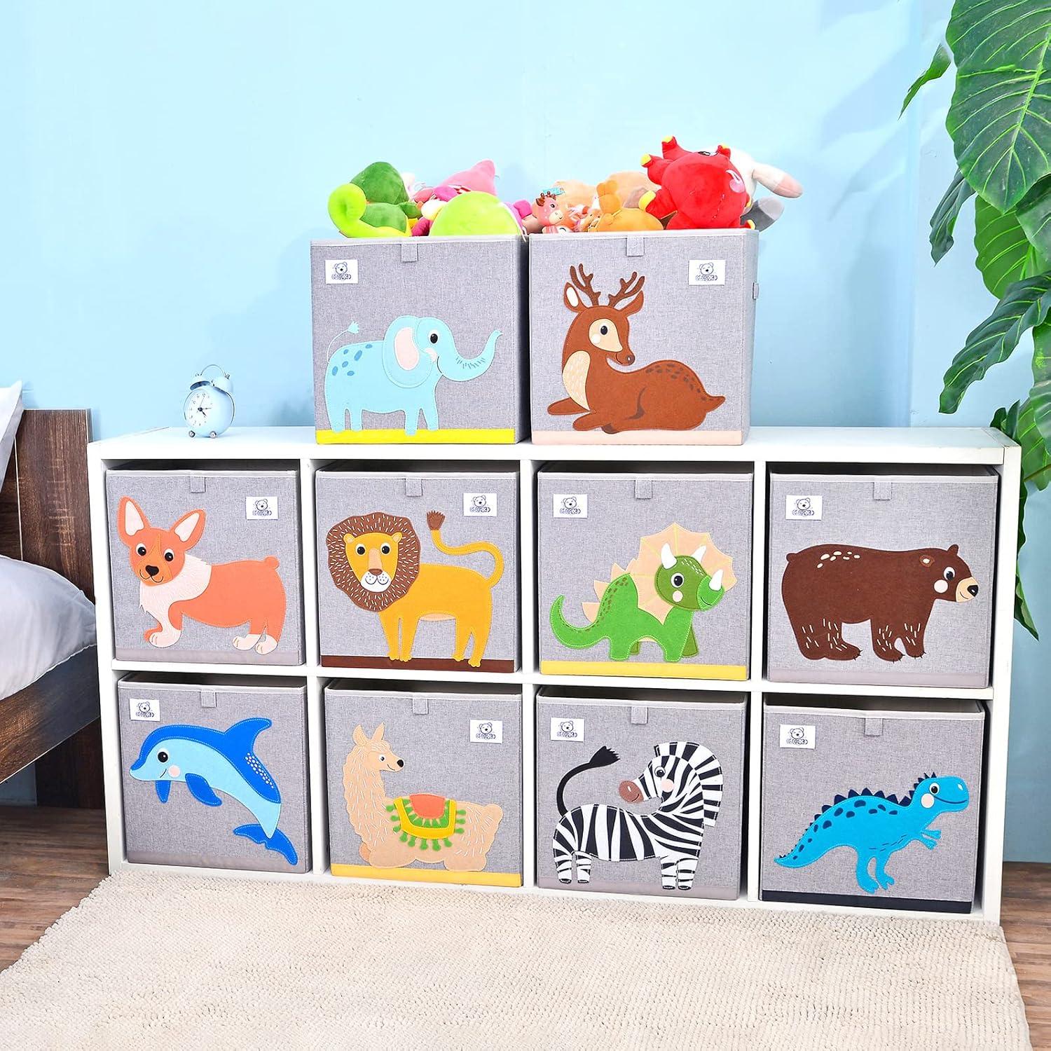 CLCROBD Foldable Animal Cube Storage Bins Fabric Toy Box/Chest/Organizer for Toddler/Kids Nursery, Playroom, 13 inch (Alpaca)