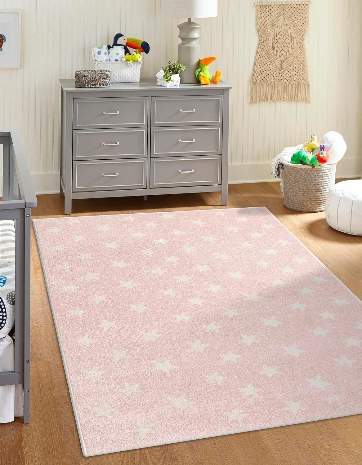 Whimsy Stars Baby Pink/Ivory Kid Rug