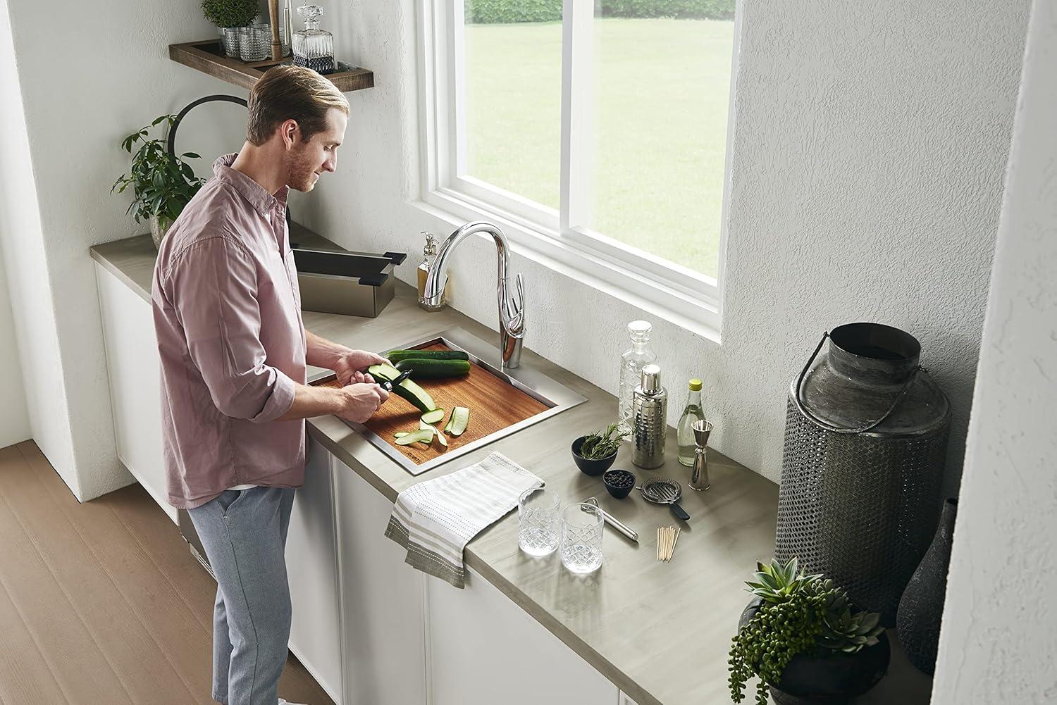 Ruvati 21 x 20 inch RV Workstation Drop-in Topmount Bar Prep Kitchen Sink 16 Gauge Stainless Steel