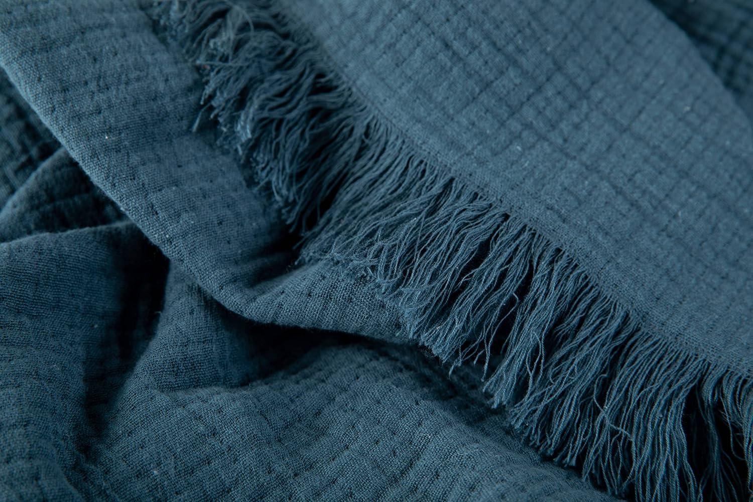 Sticky Toffee Muslin Throw Blanket for Adults, 100% Cotton, 60x50 in, Soft Lightweight and Breathable Throw for Couch, White