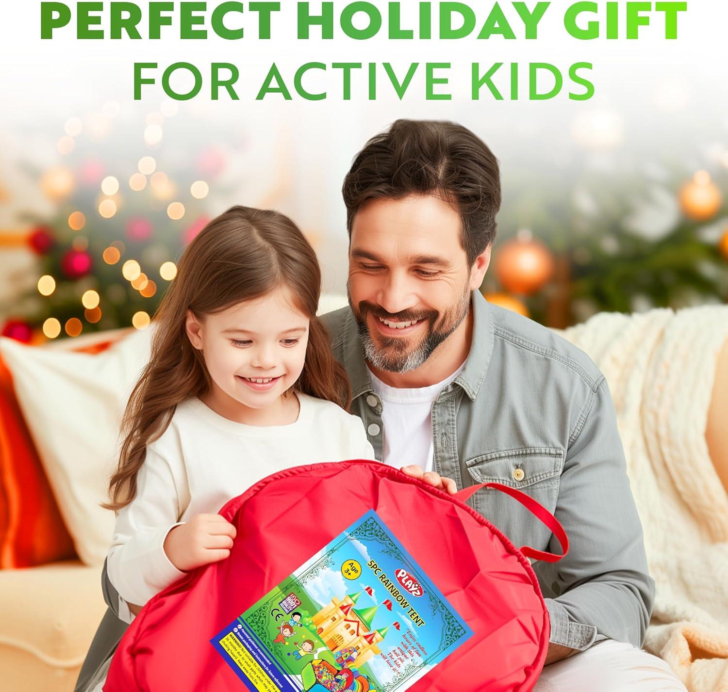 Playz 5pc Kids' Play Tents & Tunnels - Ball Pit for Toddlers, Basketball Hoop, Crawling Tubes, Pop-Up Playhouses, Baby Obstacle Course for Indoor or Outdoor Use