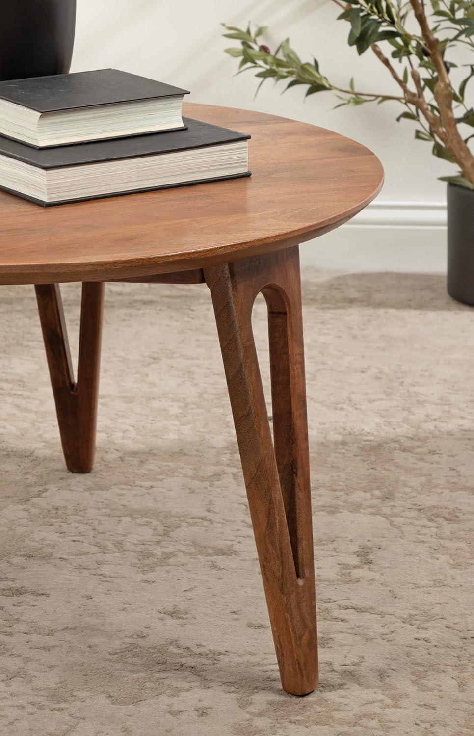 Kate and Laurel Kershaw Round Coffee Table, 30x30x19, Walnut Brown