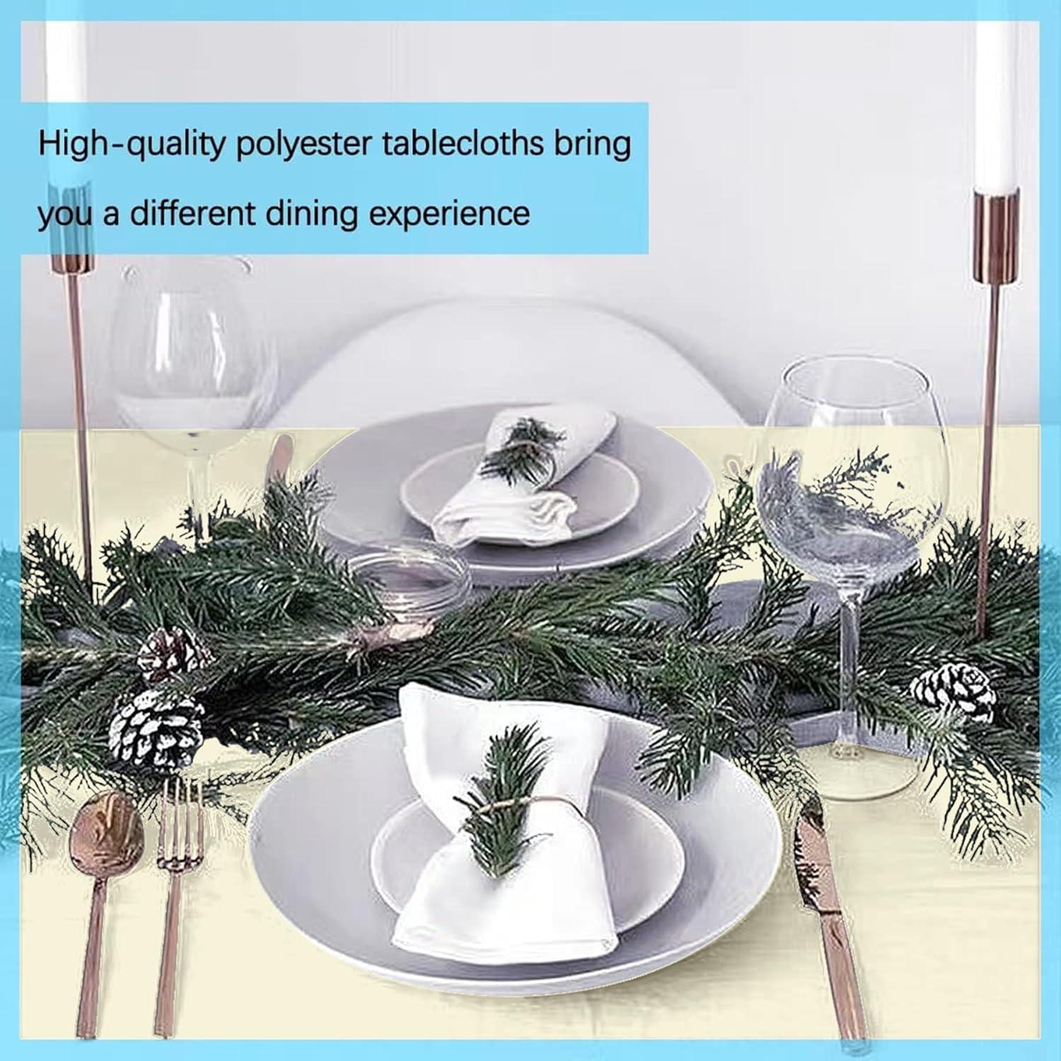 10 Pack Beige Tablecloth 60x102 inch Polyester Fabric Tablecloths for 6 Foot Rectangle Tables Wrinkle Resistant Linen Tablecloth Washable Table Covers for Party Wedding Events and Camping