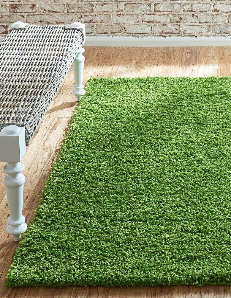 Unique Loom 4' 1 x 6' 1 Solid Shag Grass Green Area Rug