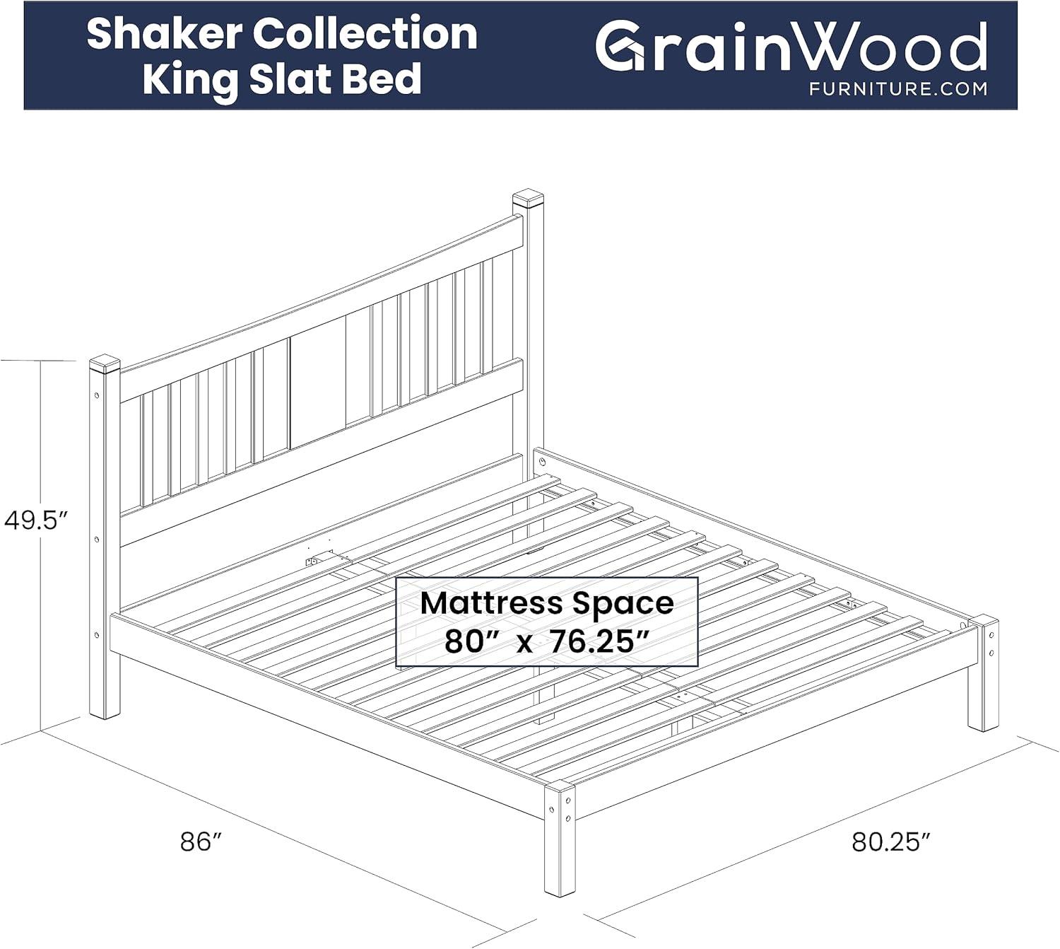 Shaker Solid Wood Slat Bed