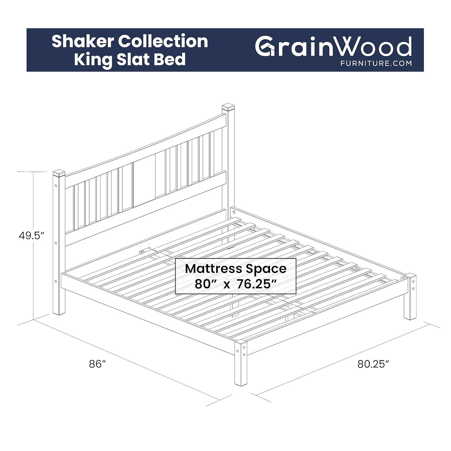 Shaker Solid Wood Slat Bed