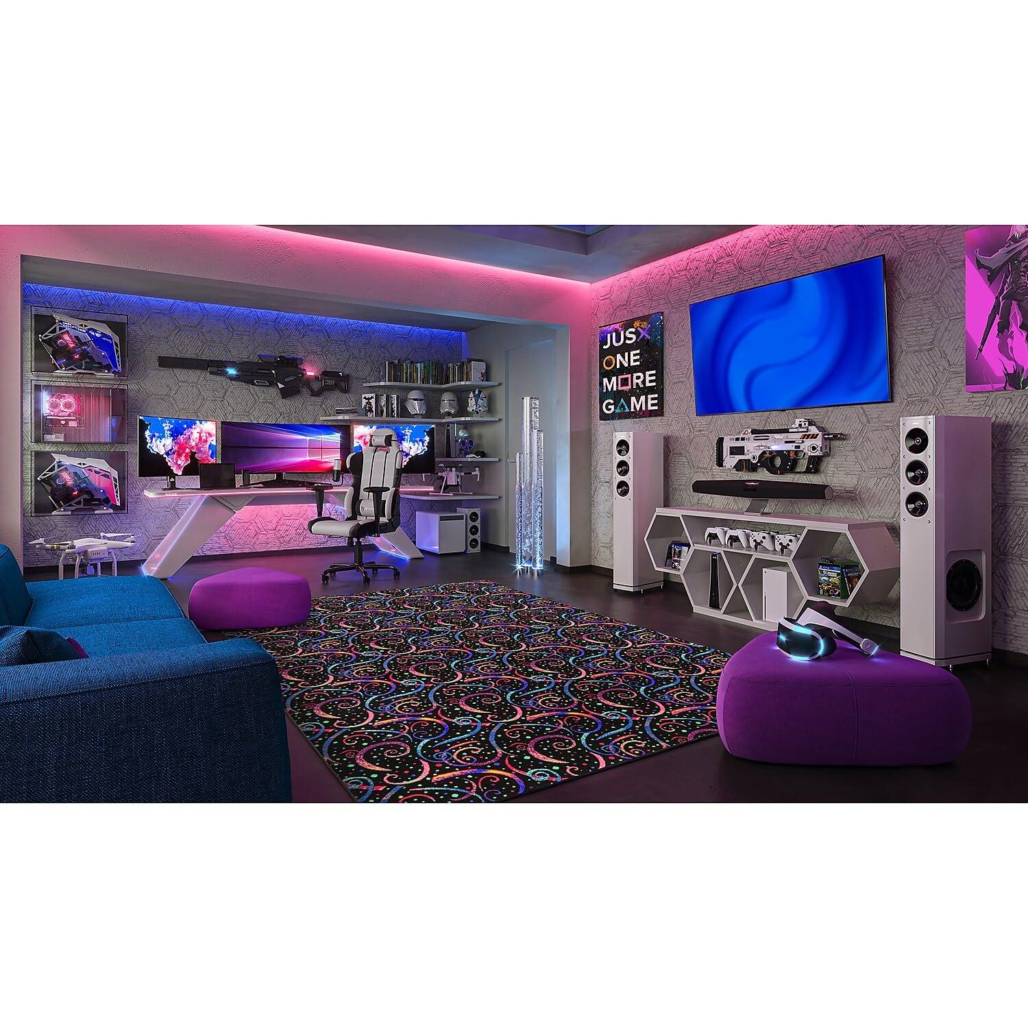 Joy Carpets 455R 12 x 6 ft. Neon Lights Rectangle Dynamo Fluorescent Area Rug  Multicolor