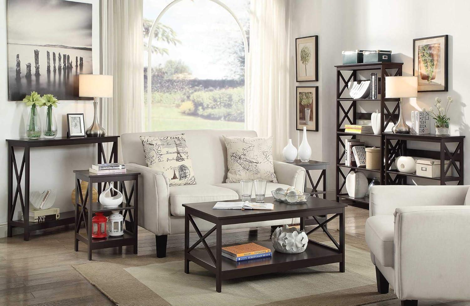Convenience Concepts Oxford Coffee Table with Shelf in Espresso Wood Finish