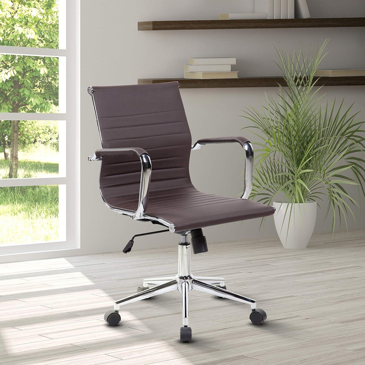 Chocolate Ribbed TechniFlex Executive Swivel Chair with Chrome Base